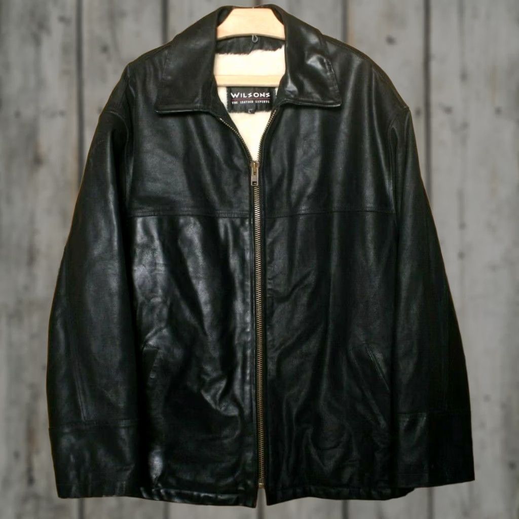 Vintage VINTAGE Wilsons Leather Motorcycle Jacket Black Leather Sherpa Lined XL Mens XS? Size US XL / EU 56 / 4 - 1 Thumbnail