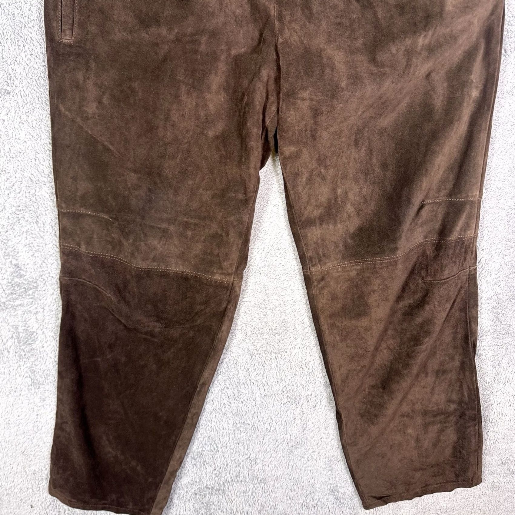 Vintage VINTAGE Davoucci Leather Pants Mens 36x33 Suede Brown Heavyweight Y2K Trouser Size US 36 / EU 52 - 3 Thumbnail