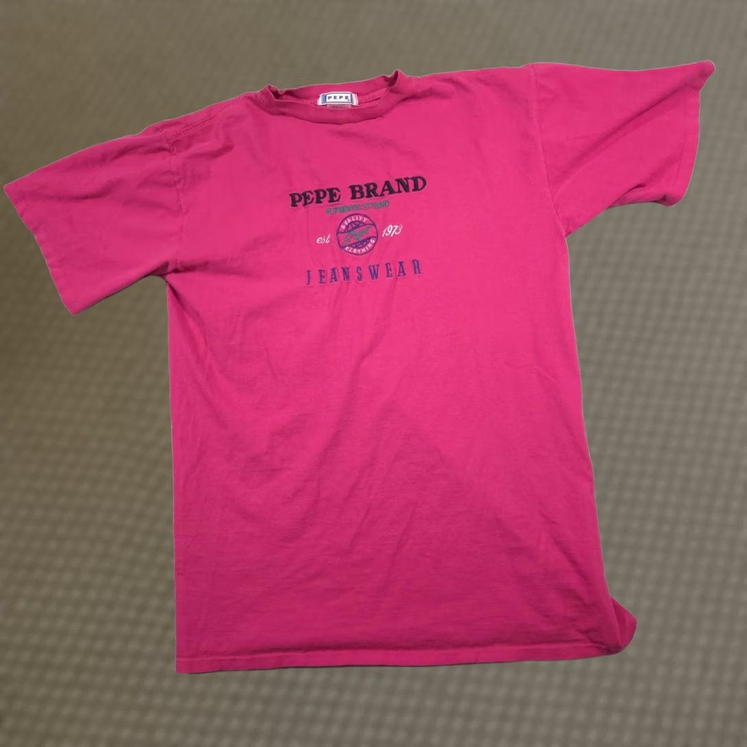 J Brand VINTAGE Pepe Brand Shirt Mens XL Pink Graphic Logo Tee Made USA 90s Jeanswear Size US XL / EU 56 / 4 - 1 Thumbnail