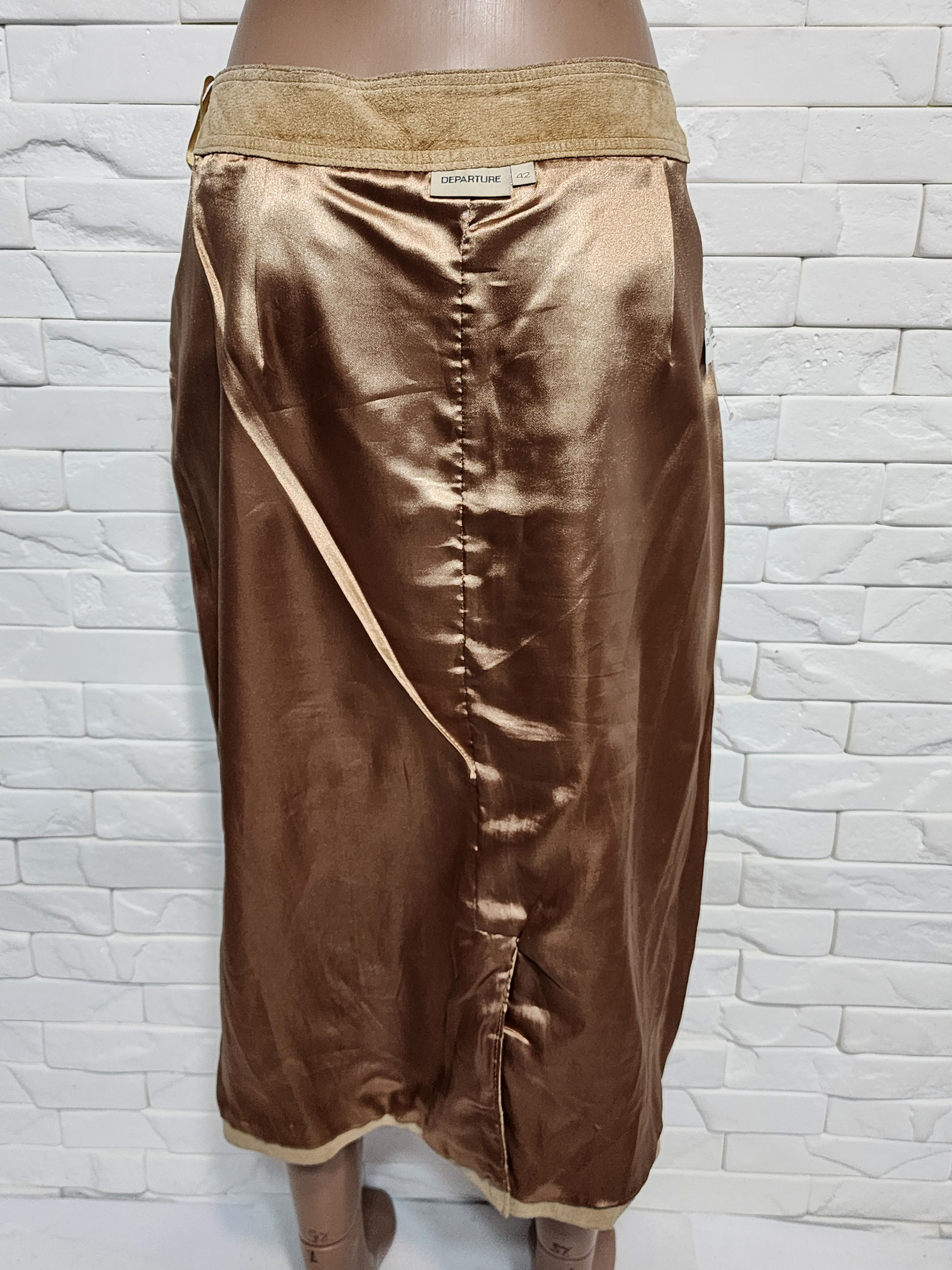 Other Brown Leather Skirt: Vintage 70s Style. Size 34" / US 12 / IT 48 - 10 Thumbnail