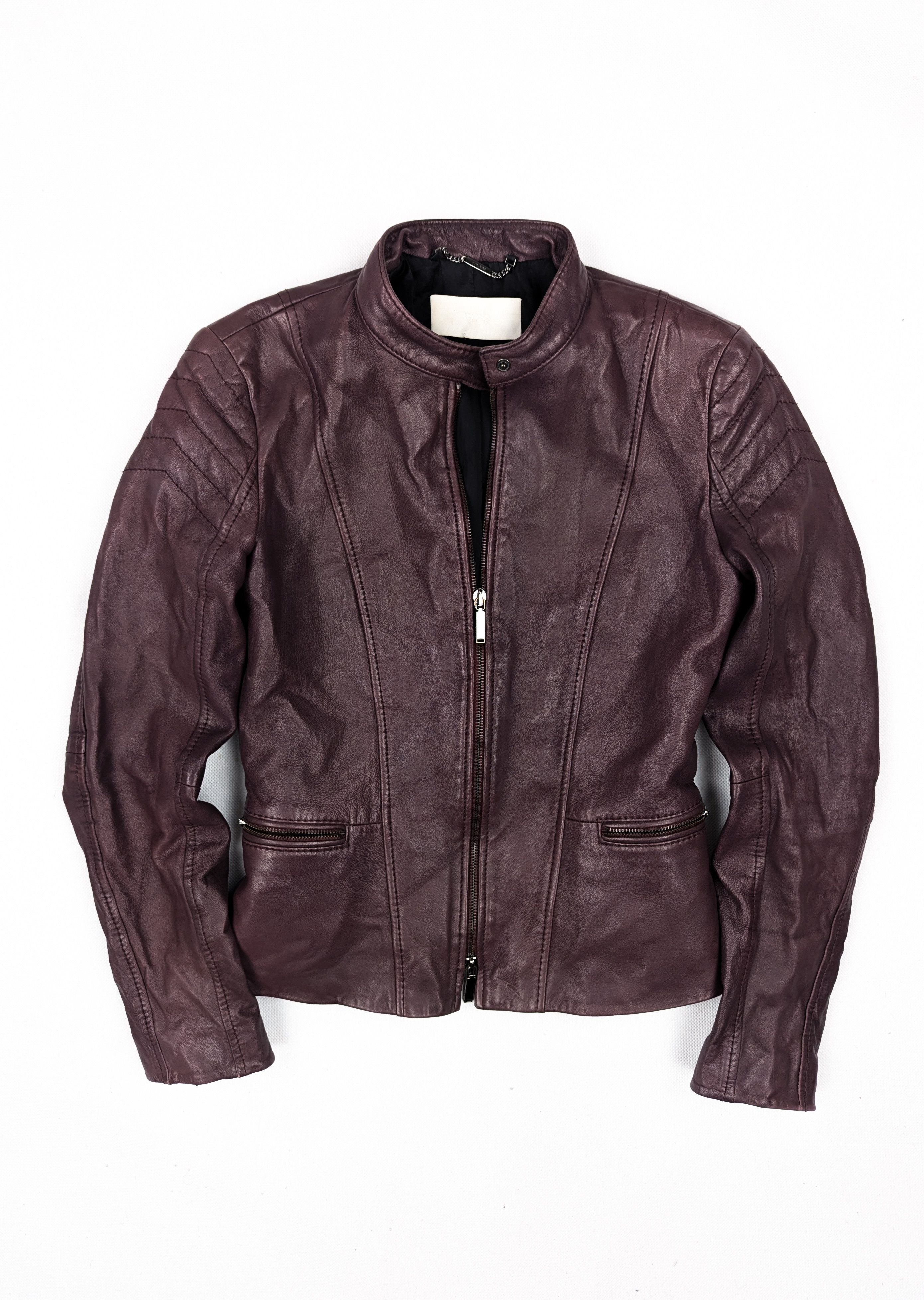 Hugo Boss Hugo Boss burgundy leather jacket XS 34 Size XS / US 0-2 / IT 36-38 - 1 Thumbnail