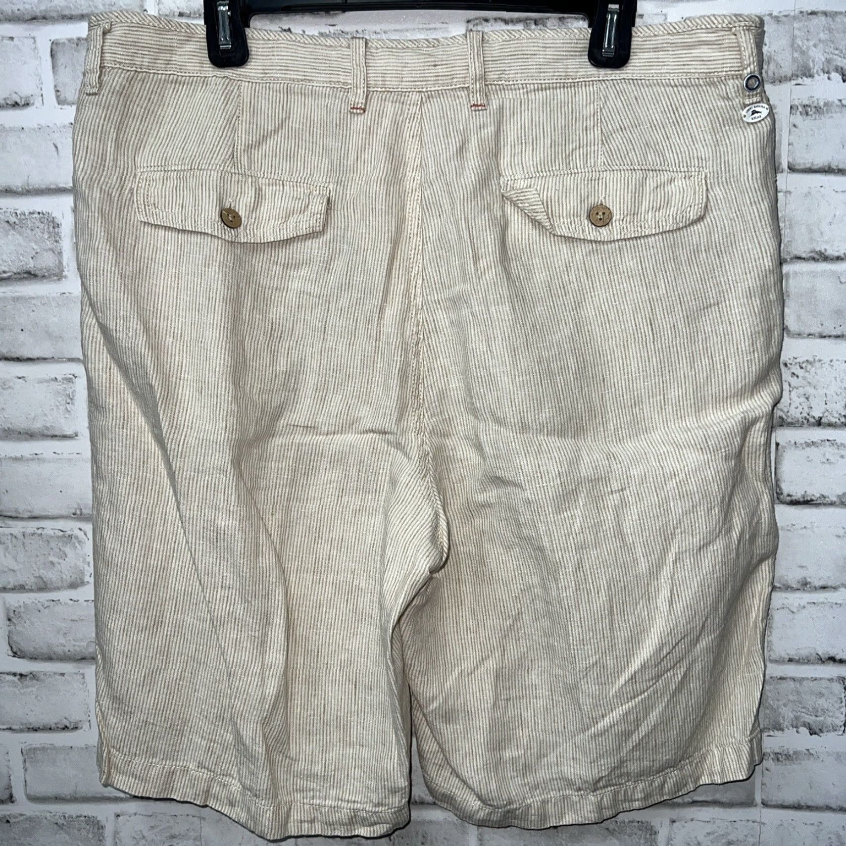 Tommy Bahama Tommy Bahama Shorts Mens Beige Linen Striped Relax Size 36 Size US 36 / EU 52 - 4 Thumbnail
