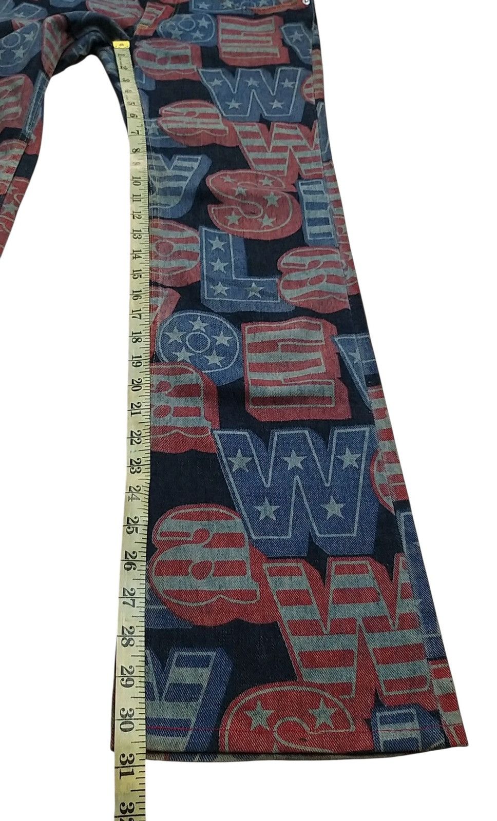 Hysteric Glamour RARE🔥VINTAGE HYSTERIC GLAMOUR KINKY ALL PRINT FLARED JEANS Size US 29 - 12 Thumbnail