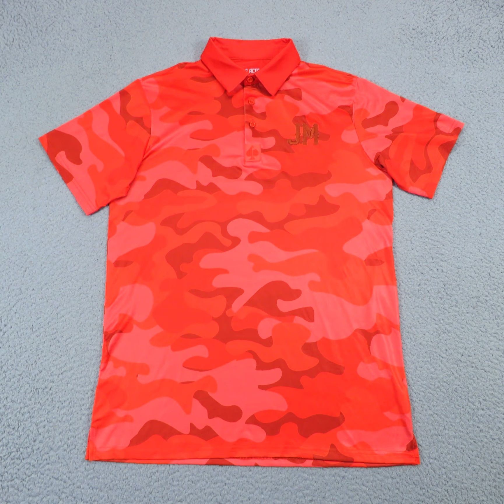 Vintage Pins & Aces Golf Polo Mens Medium Red Camo Graphic Performance Stretch Shirt Size US M / EU 48-50 / 2 - 2 Thumbnail