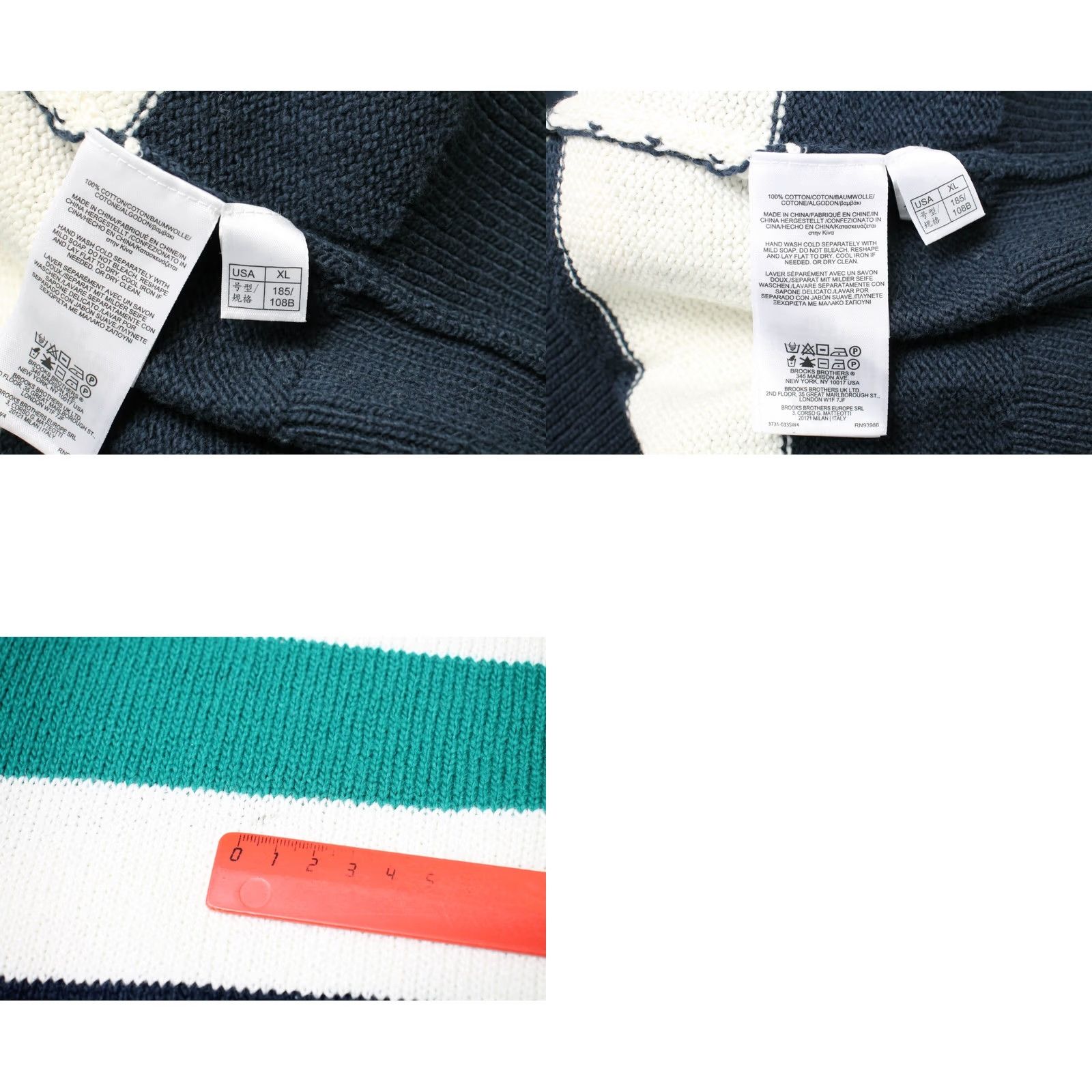 Brooks Brothers BROOKS BROTHERS Men's LARGE Pullover Crew Collar Striped Knitted Jumper Size US L / EU 52-54 / 3 - 8 Thumbnail