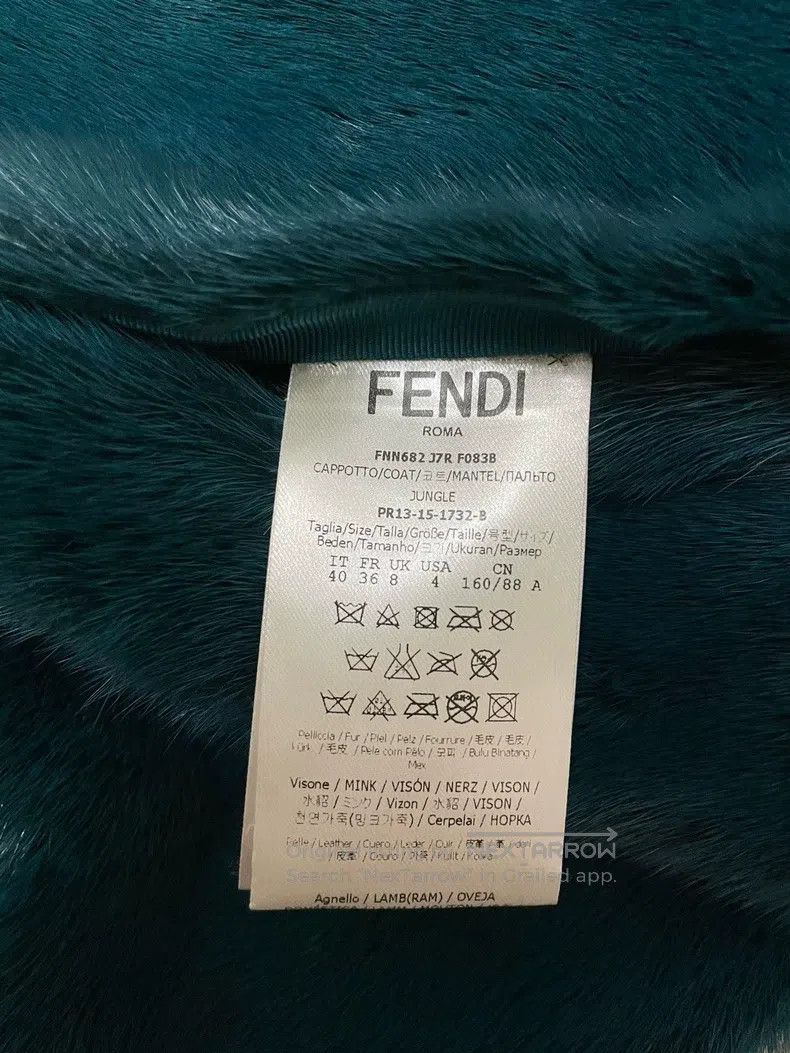 Fendi Fendi Medium-length fur coat, gorgeous peacock green Size XS / US 0-2 / IT 36-38 - 6 Thumbnail