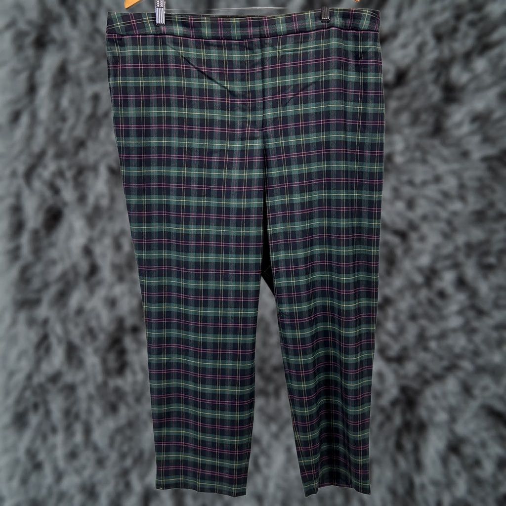 Talbots Talbots Hampshire Pants 22W Plus Wool Blend Elastic Sides Ankle Tartan NEW! Size 40" / US 18 - 1 Thumbnail