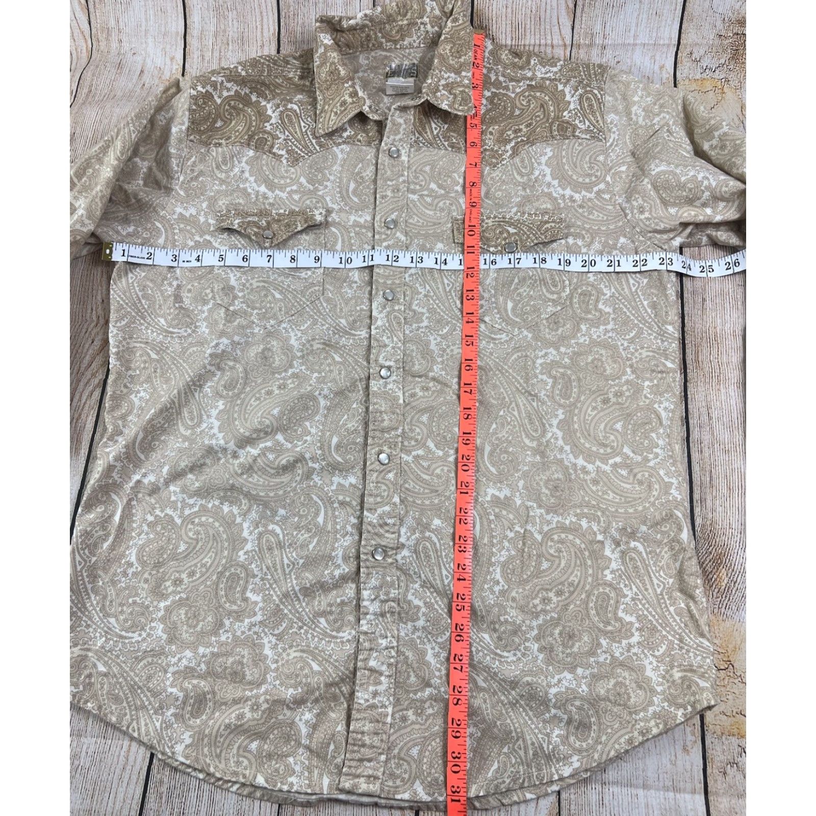 Express Express Western Button-Up Shirt L Mens Paisley Pearl Snap Beige Large Size US L / EU 52-54 / 3 - 4 Thumbnail