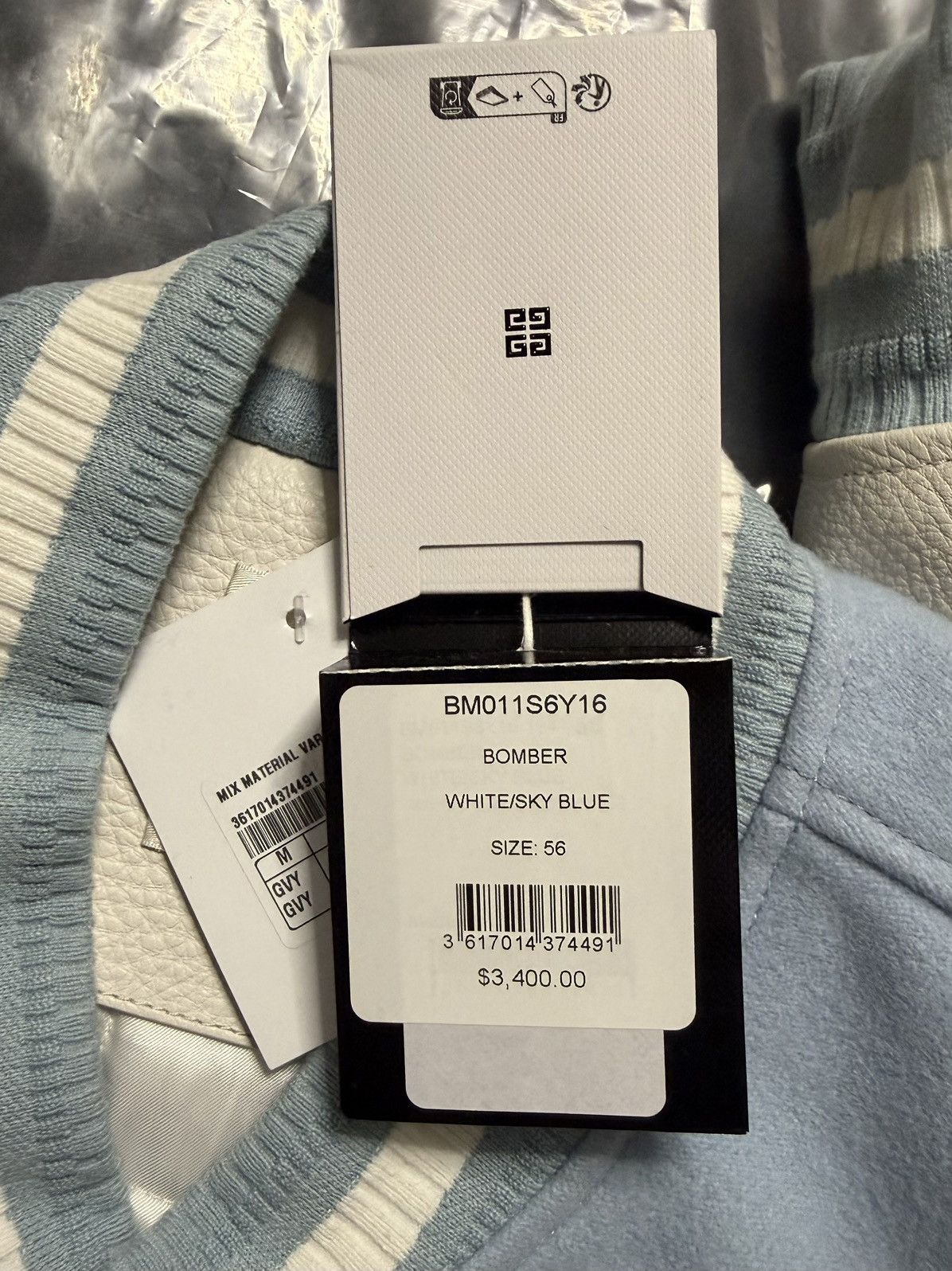Givenchy Sky Blue Varsity Bomber NEW WITH TAGS Size US XL / EU 56 / 4 - 19 Thumbnail