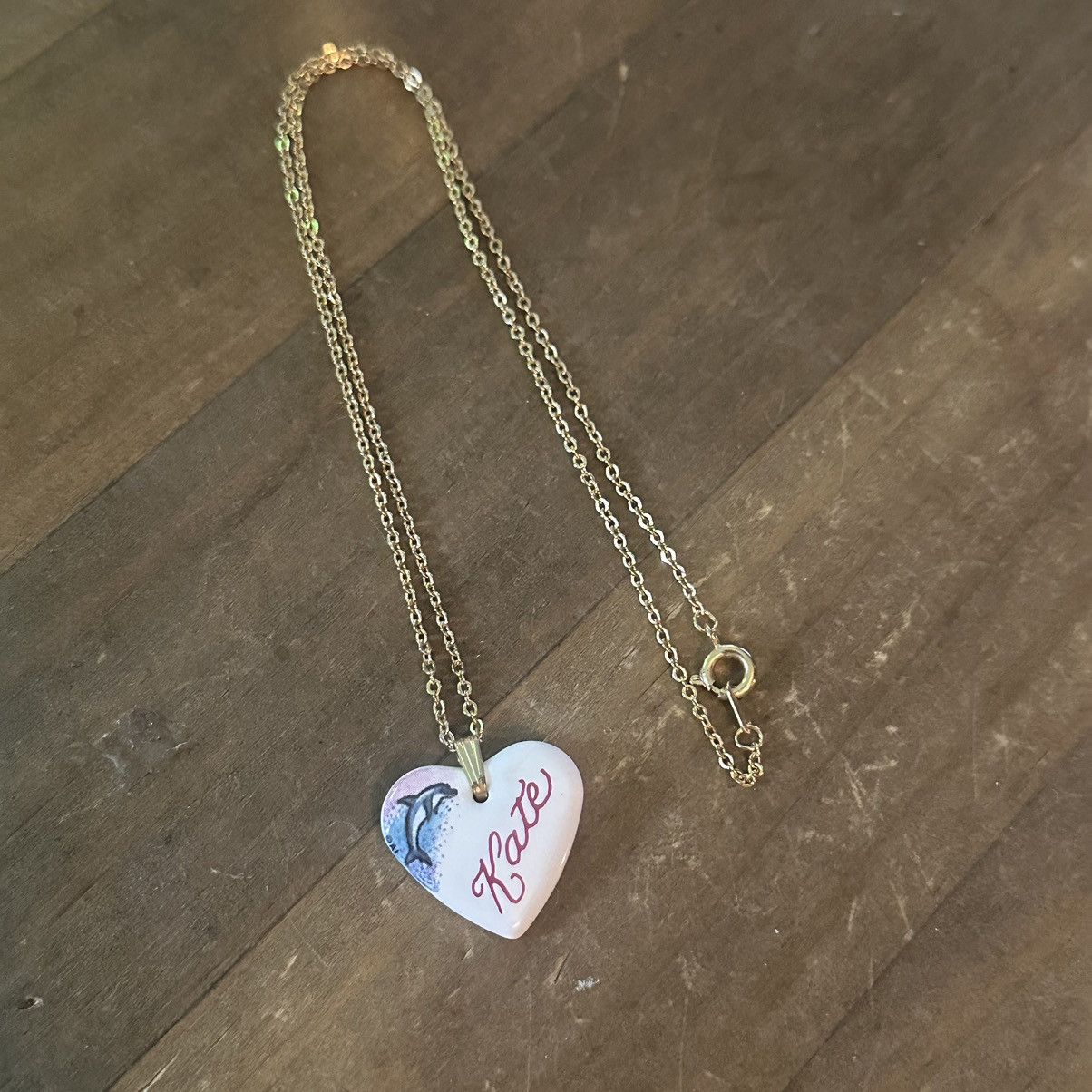 Vintage Vintage name Kate porcelain heart pendant necklace Size ONE SIZE - 3 Thumbnail