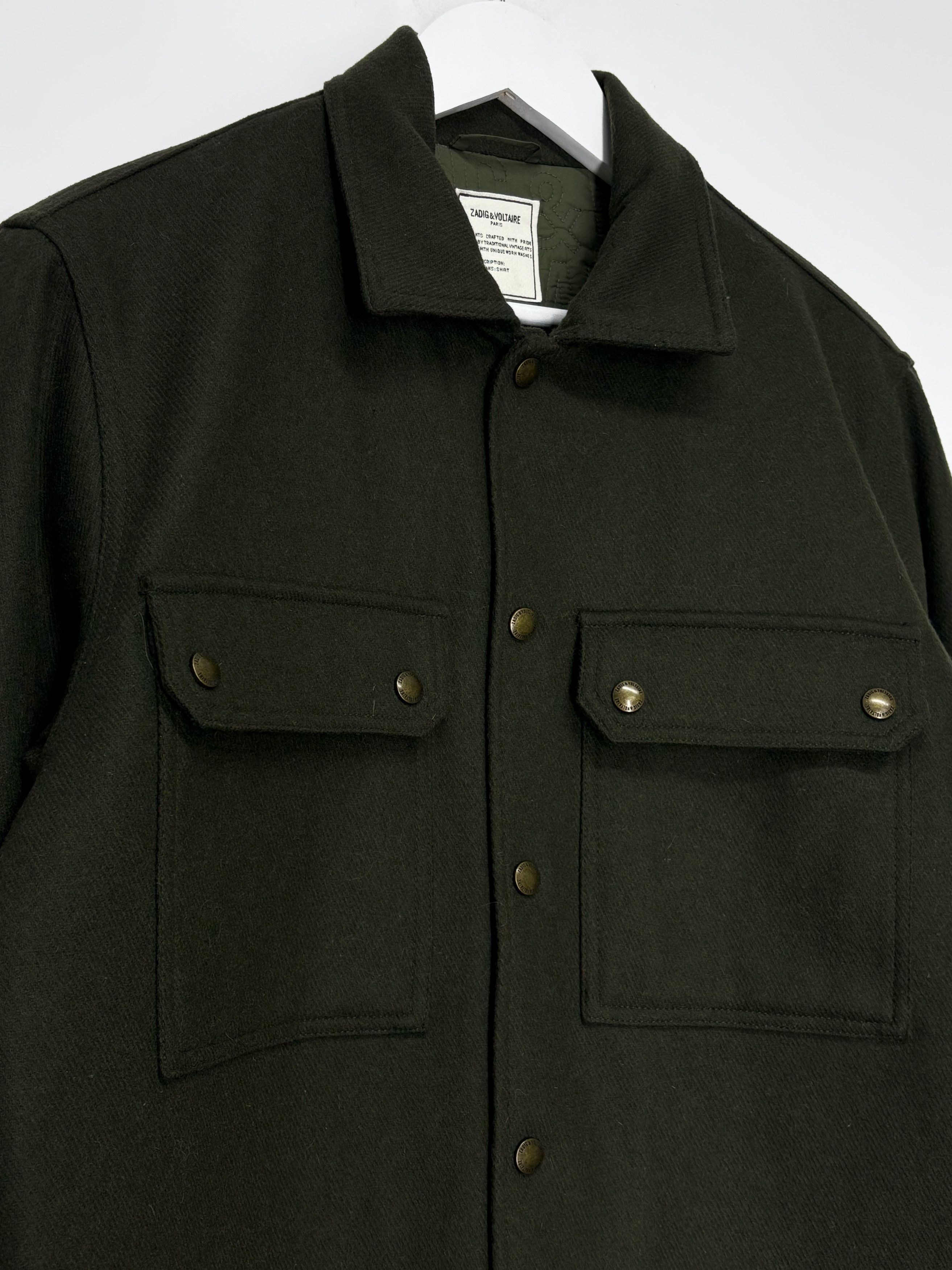 Zadig & Voltaire Zadig & Voltaire Paris Green Wool Button Up Worker Jacket Size US L / EU 52-54 / 3 - 3 Thumbnail