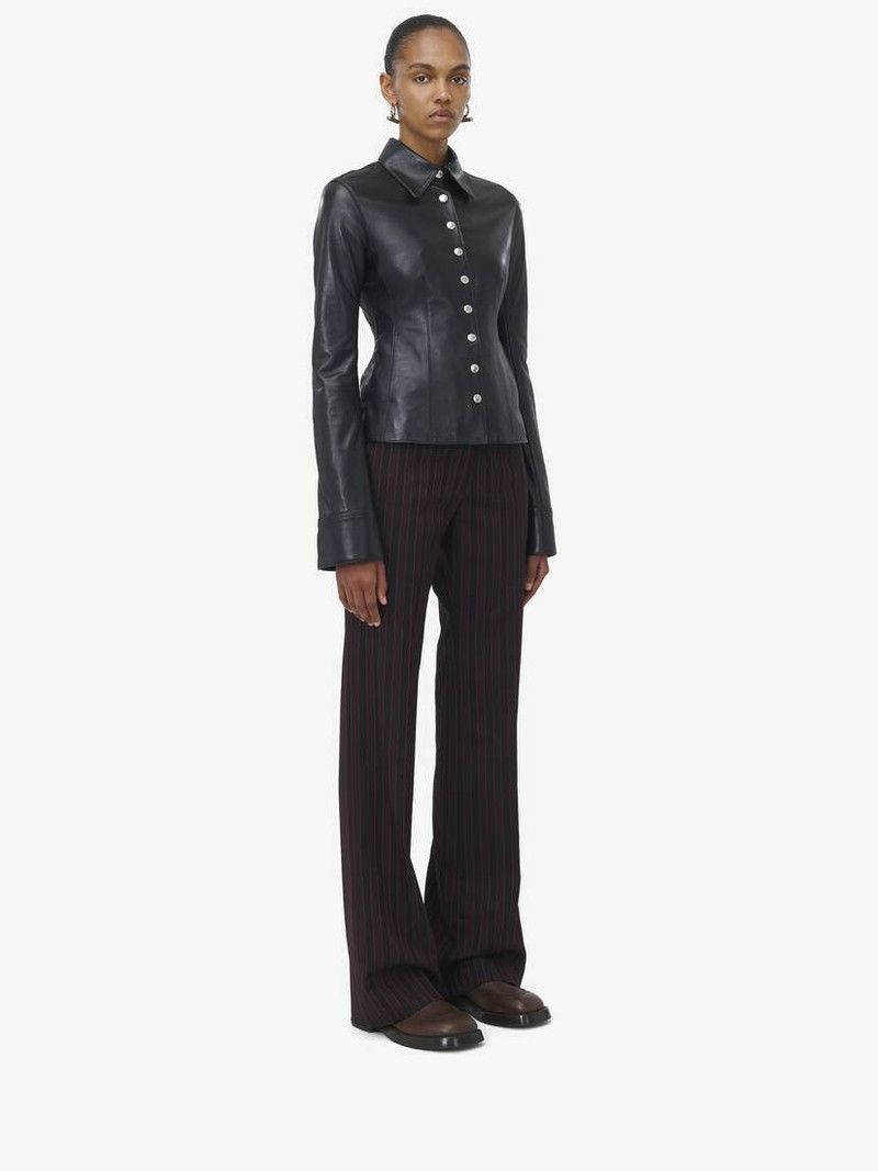 Alexander McQueen o1srvl11e0226 Leather Shirt In Black Size XL / US 12-14 / IT 48-50 - 4 Thumbnail