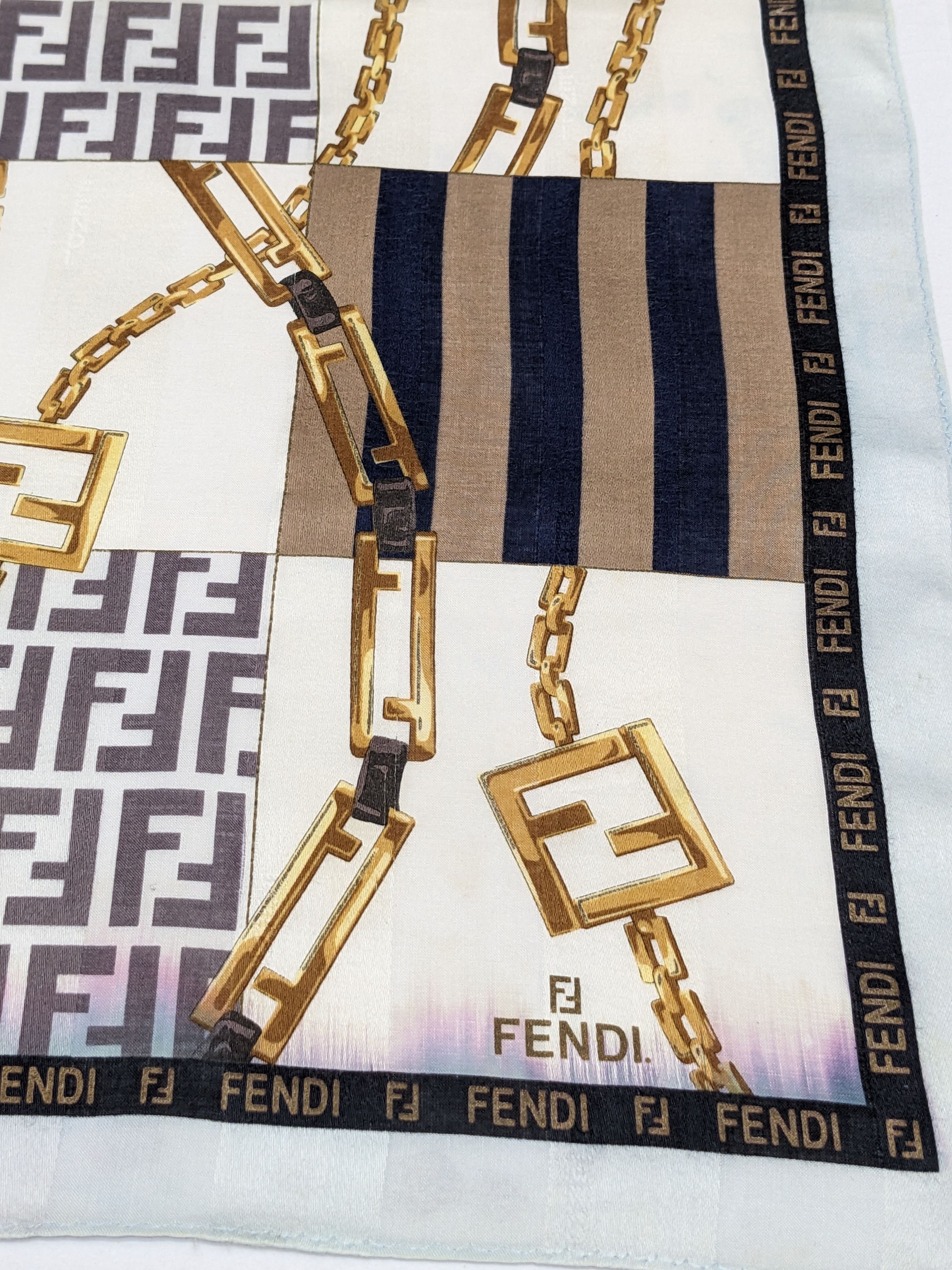 Fendi Vintage Fendi Handkerchief Silk Zucca FF Monogram Gold Chain Size ONE SIZE - 2 Thumbnail