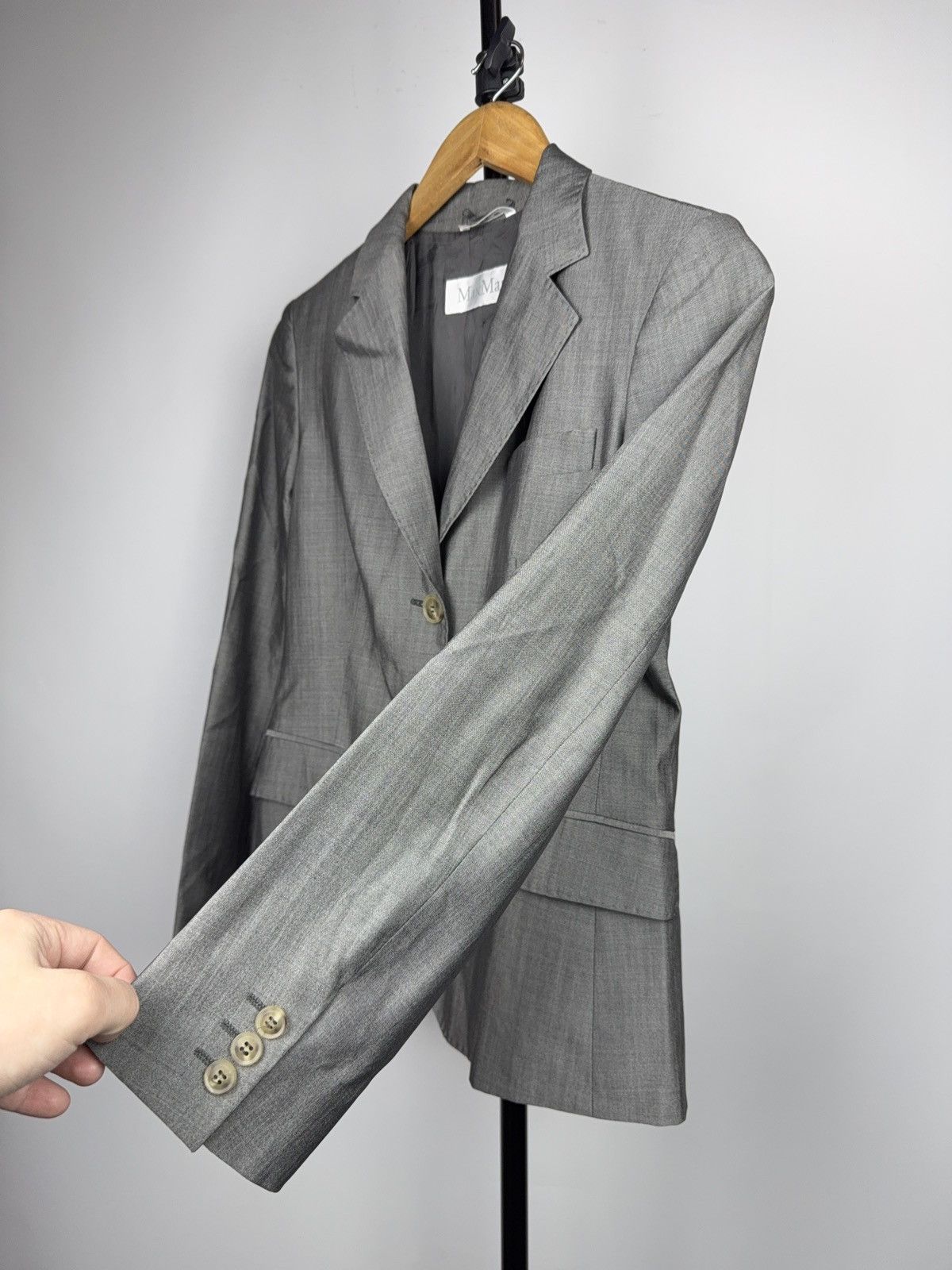 Max Mara Luxury Retro Style 00s MaxMara Grey Tailored Blazer Jacket Size S / US 4 / IT 40 - 4 Thumbnail