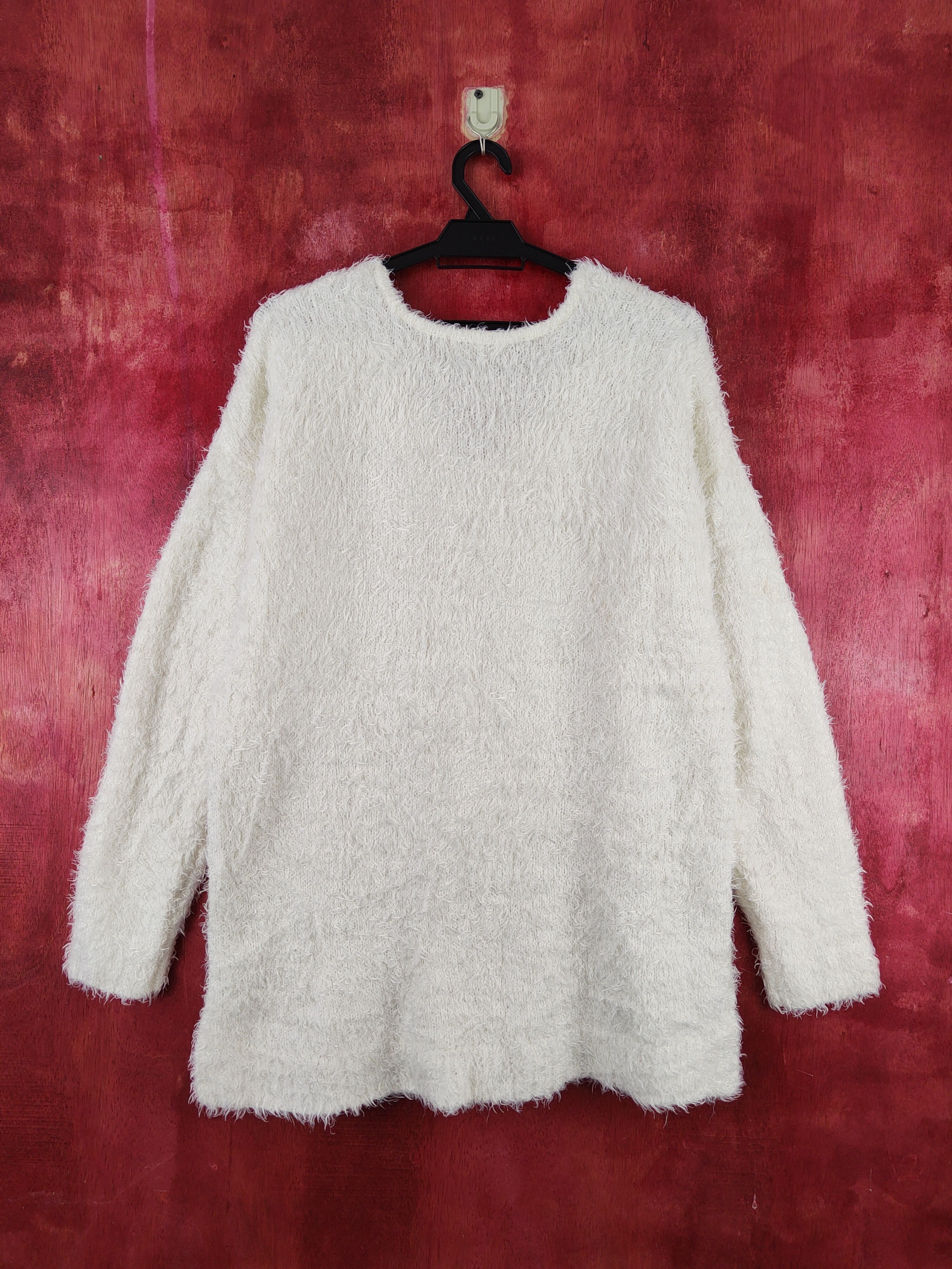Homespun Knitwear Olive Girl Ivory Shag Shaggy Fur Mohair Knitwear #S2005 Size XL / US 12-14 / IT 48-50 - 7 Thumbnail