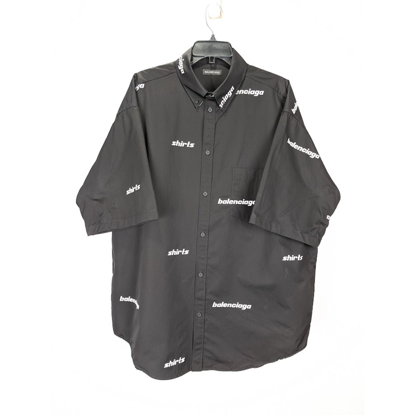 Balenciaga o1rshd1 Shirt Allover Poplin in Black/White Size US S / EU 44-46 / 1 - 1 Thumbnail