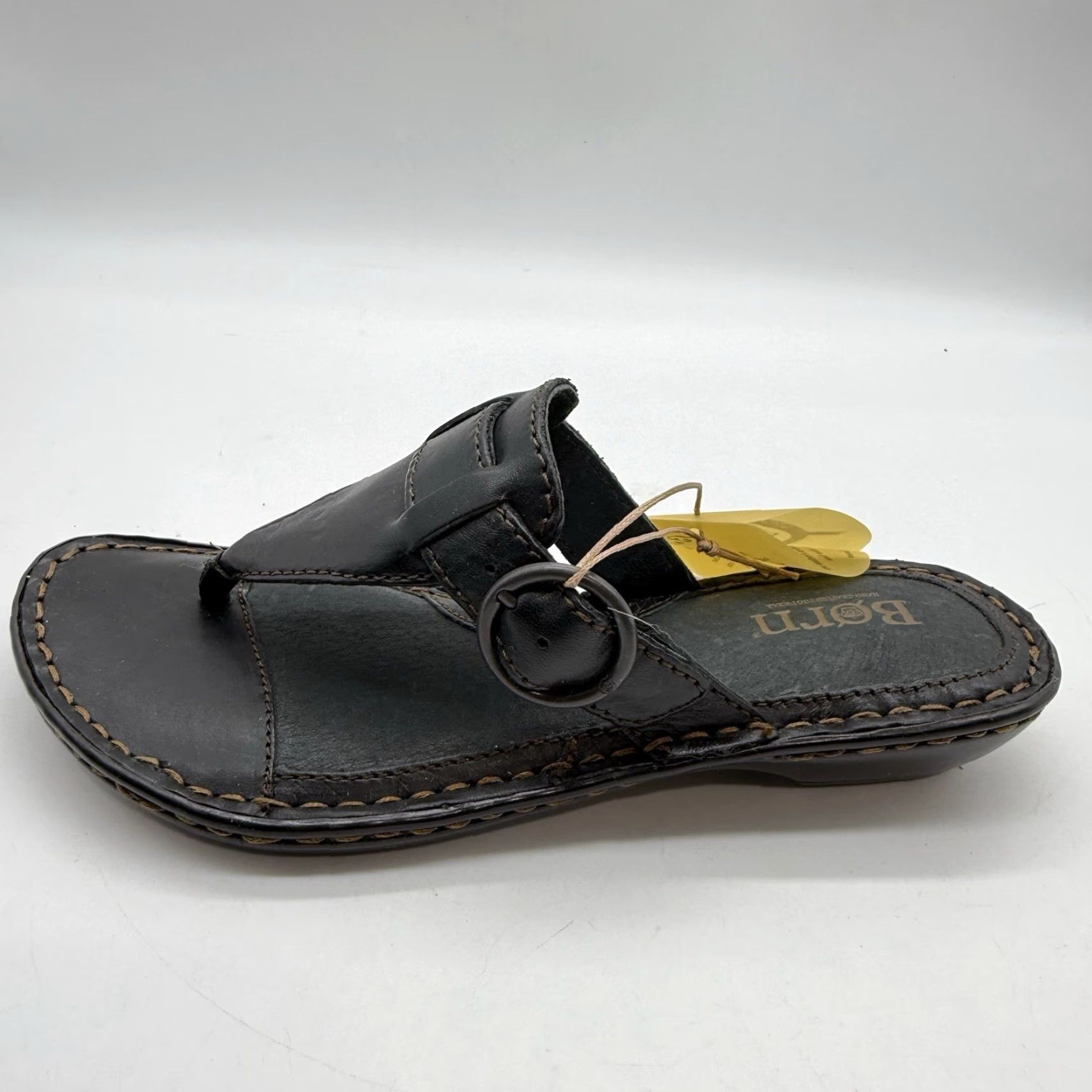 Born Børn W91972 CIC11 Strappy Leather Flip Flop Sandal Black 6 Women Adult Shoes XS Size US 6 / IT 36 - 6 Thumbnail