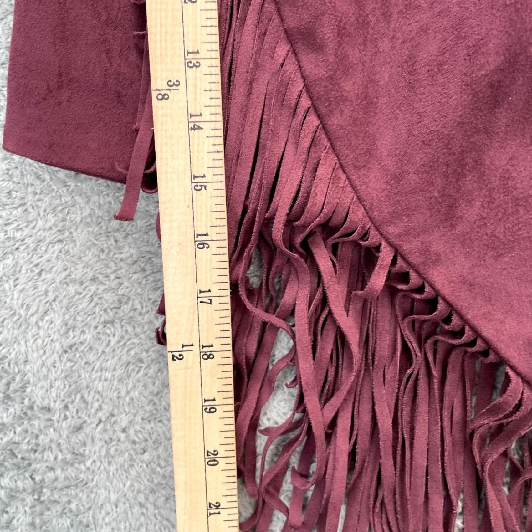 Express Express Skirt Womens 4 Red Faux Suede Fringe Hem Asymmetrical Stretch Lined Size 27" / US 4 / IT 40 - 7 Thumbnail