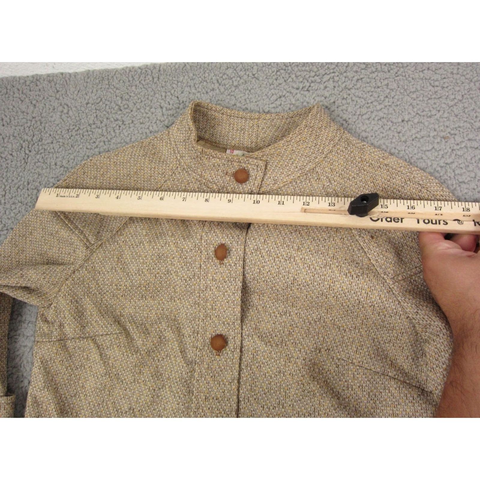 Vintage VINTAGE Country Miss Jacket Womens 10 Brown Belted Tweed 60s Long Sleeve Nylon Coat Trench Button Pockets Casual Made in USA Size L / US 10 / IT 46 - 7 Thumbnail