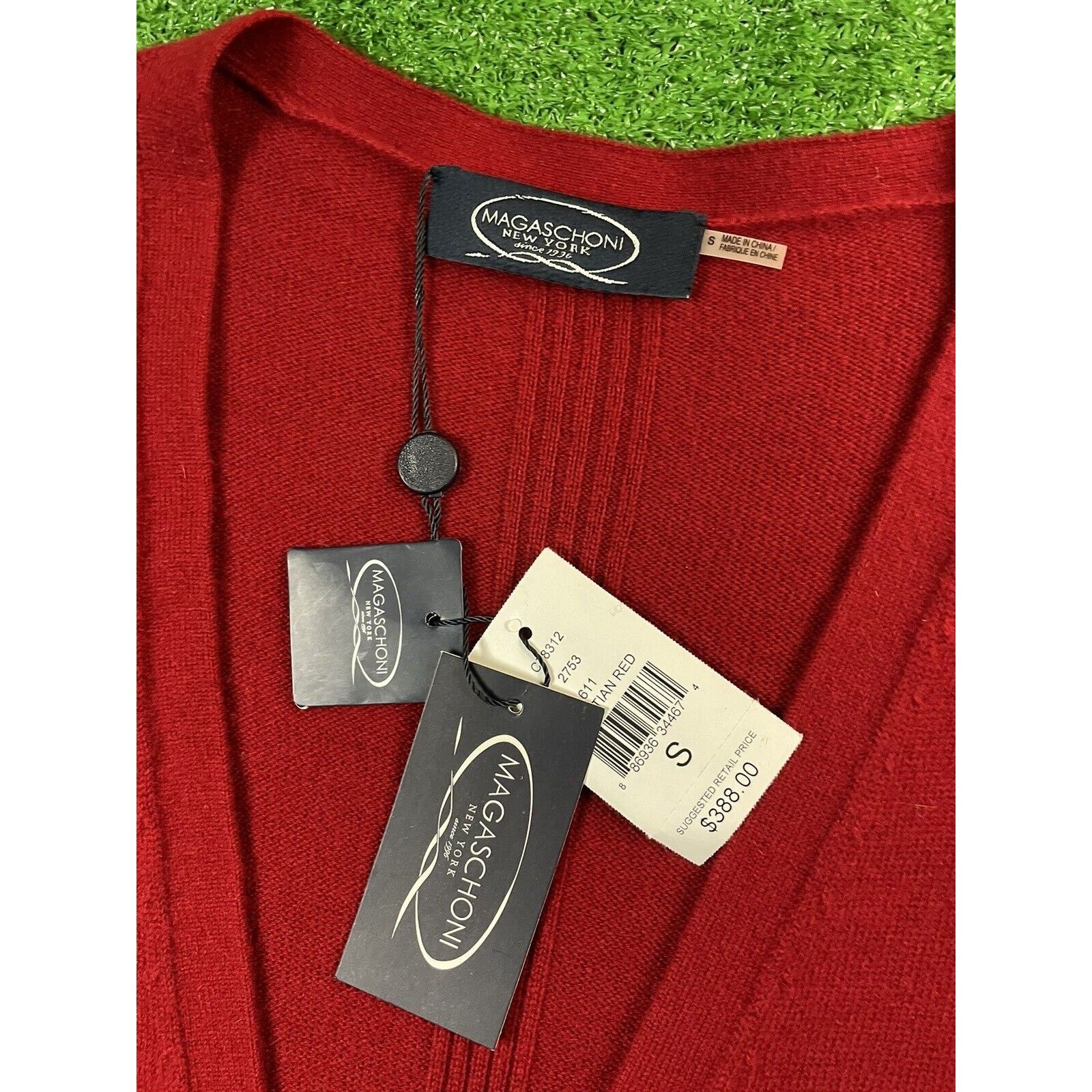 Magaschoni NWT Magaschoni Two Ply Cashmere XS Red Cardigan Sweater $388 Size XS / US 0-2 / IT 36-38 - 2 Thumbnail