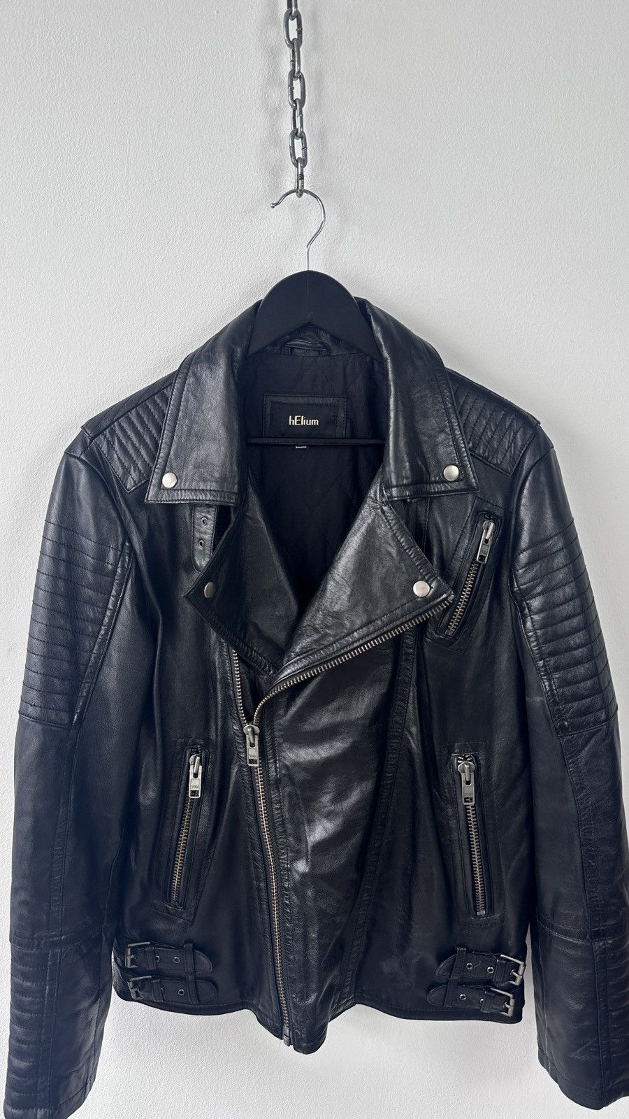Other HELIUM Real Leather Biker Jacket Quilted Moto Biker Coat Size US L / EU 52-54 / 3 - 7 Thumbnail