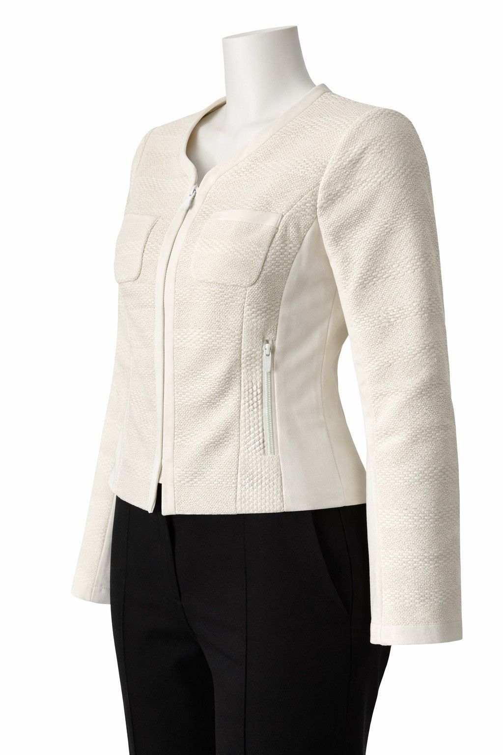 Comme des Garcons Comptoir des Cotonniers Ivory Part Weave Zip Up Jacket Size XXS / US 00 / IT 34 - 2 Thumbnail