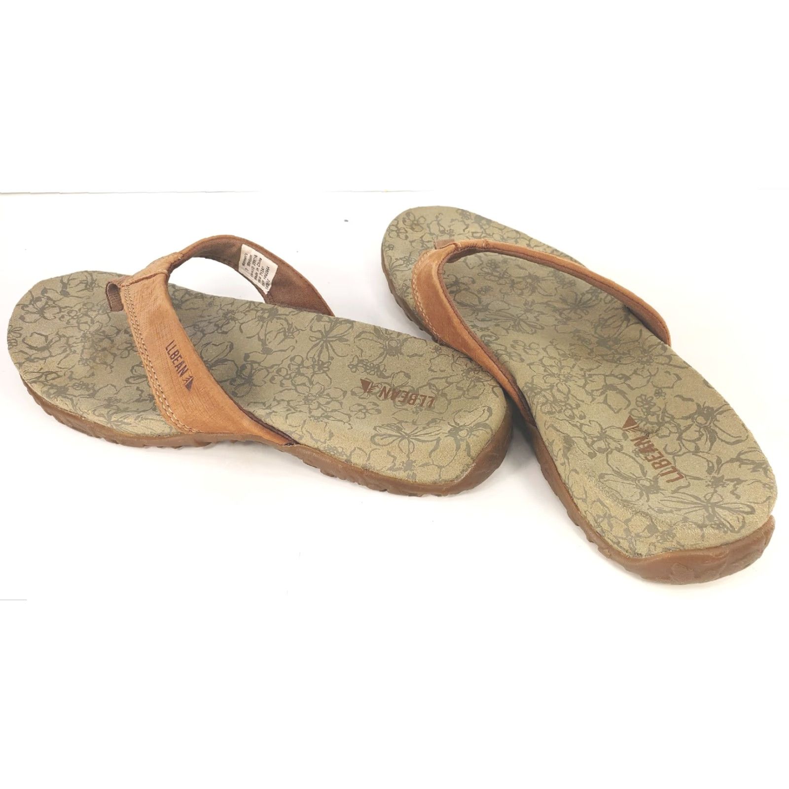 Vintage L.L. Bean Women’s 7M Light Brown Run About Flip Flop Sandals 299716 Sandals Casual Comfort Slip On Flat Rubber Lined Leather Insole Women’s Shoes Size US 7 / IT 37 - 4 Thumbnail