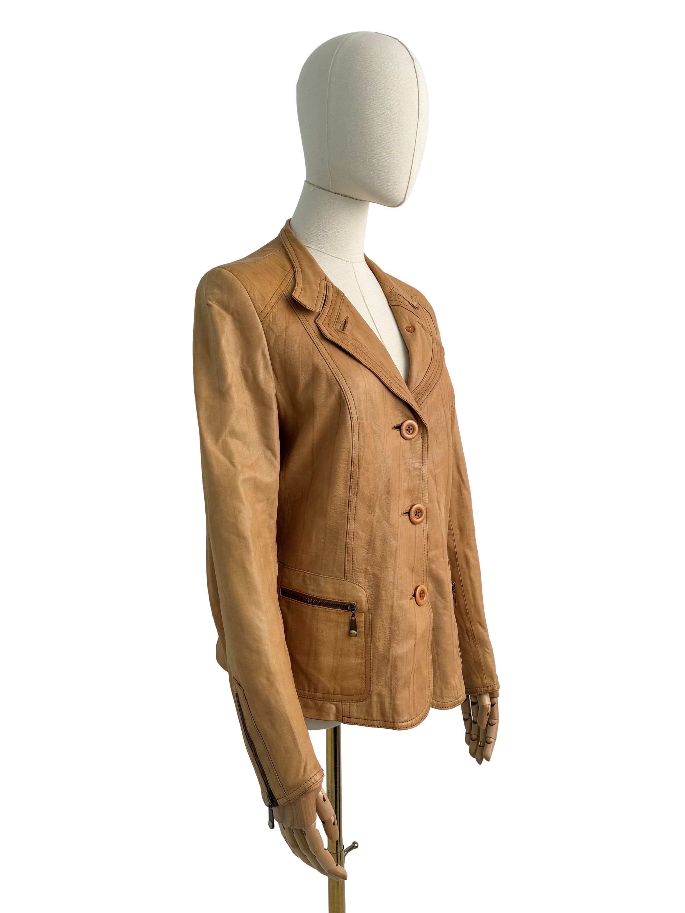 Vintage Vintage Leather Jacket Button Front Tailored Classic Size L / US 10 / IT 46 - 2 Thumbnail