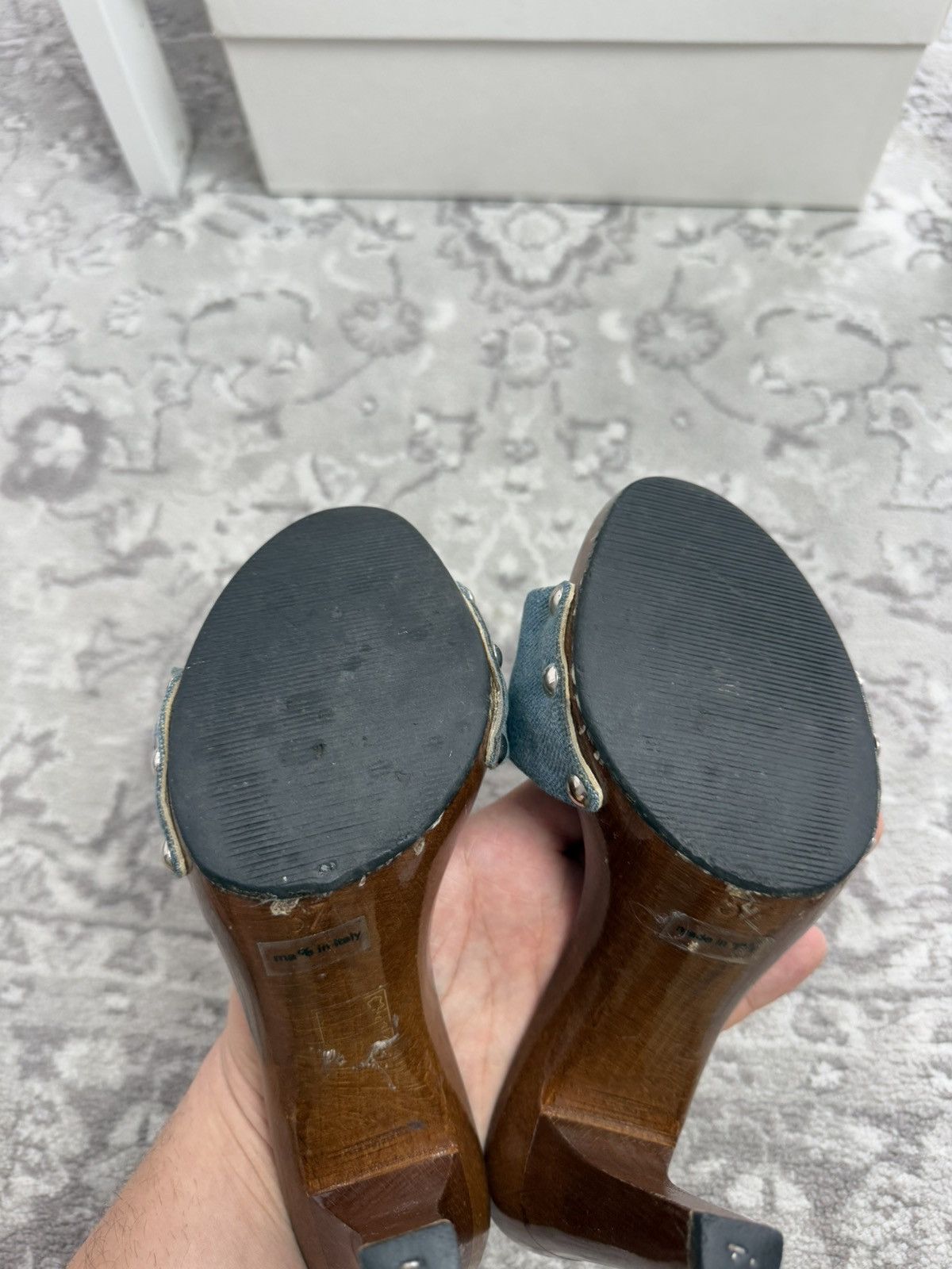 Dior Vintage y2k Dior wood & denim mules sandals US6 designer rare Size US 6 / IT 36 - 11 Thumbnail