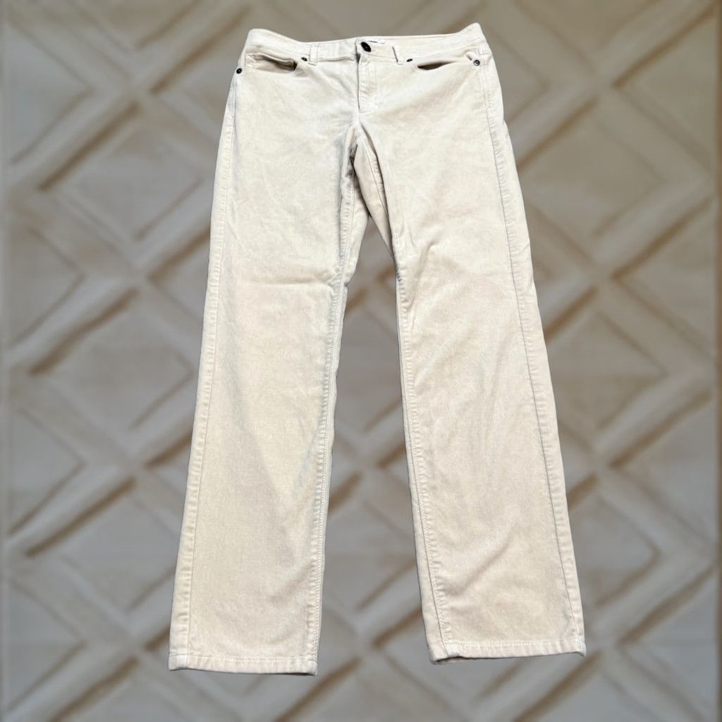 J. Jill J. Jill Beige Velvet Straight Leg Trouser Pants Womens 6 Mid Rise Cotton Stretch Size 28" / US 6 / IT 42 - 1 Thumbnail