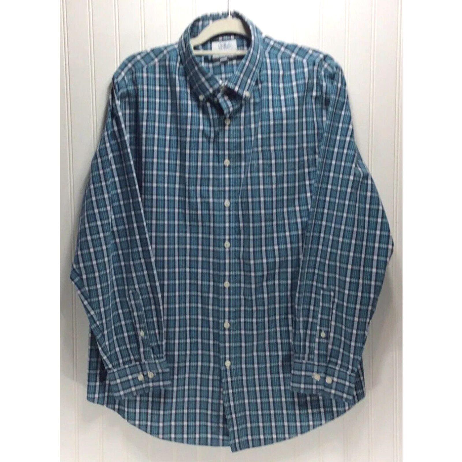 Croft & Barrow CROFT & BARROW Mens Easy Care Blue Plaid Button Down Shirt  Size XL | Grailed