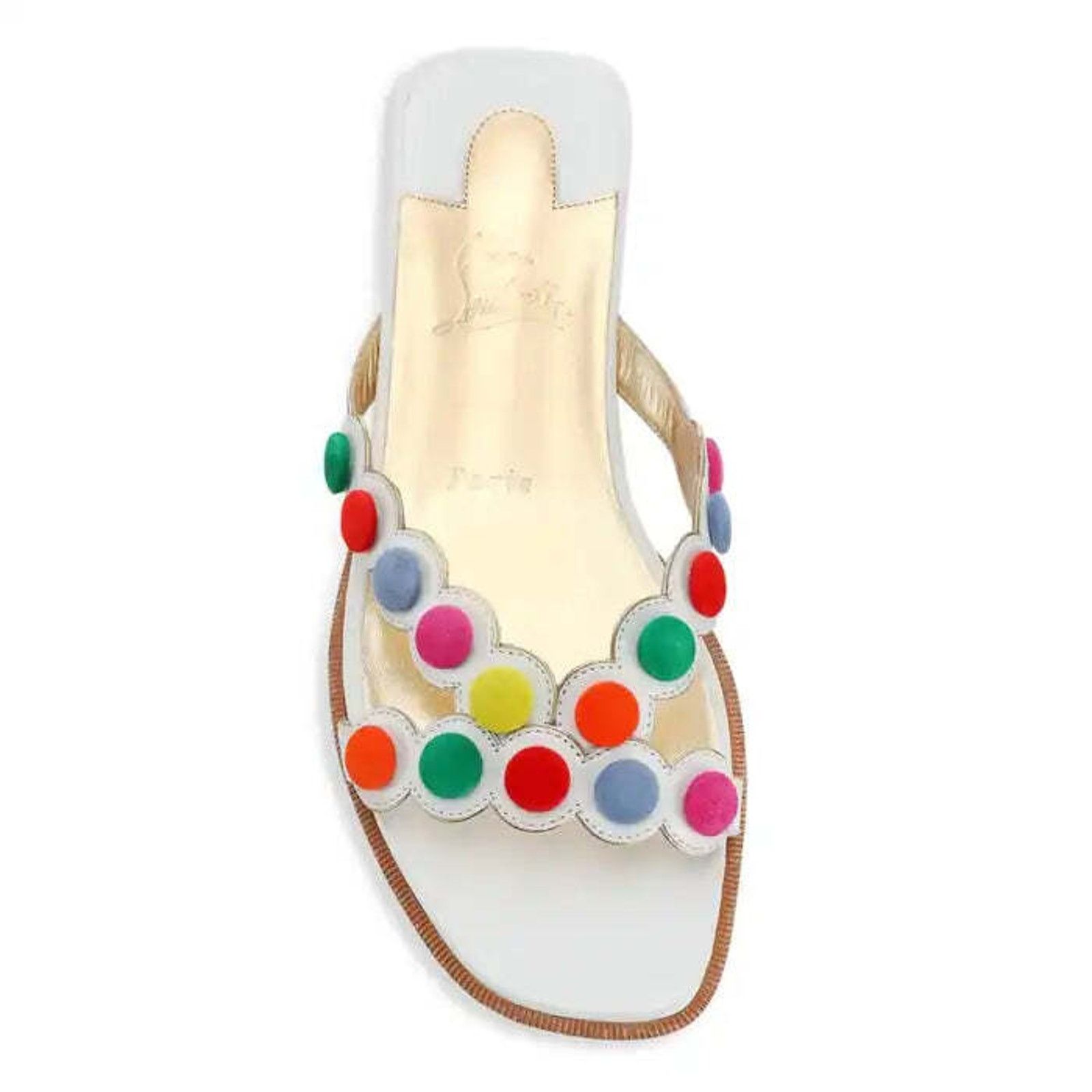 Christian Louboutin Christian Louboutin Smarta Flat White Multicolor Slide Slip Size US 10 / IT 40 - 6 Thumbnail