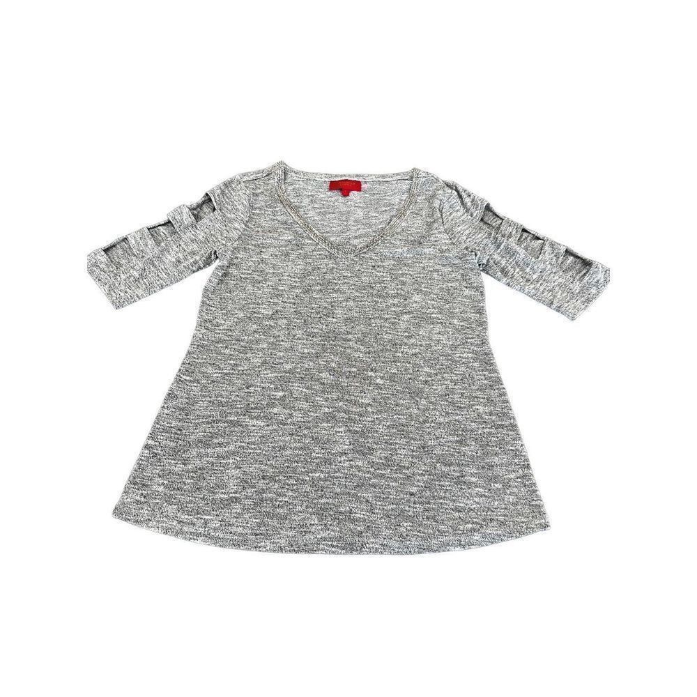 Jennifer Lopez JENNIFER LOPEZ Shirt Womens Size Small Gray Rhinestone V-Nec Size S / US 4 / IT 40 - 2 Thumbnail