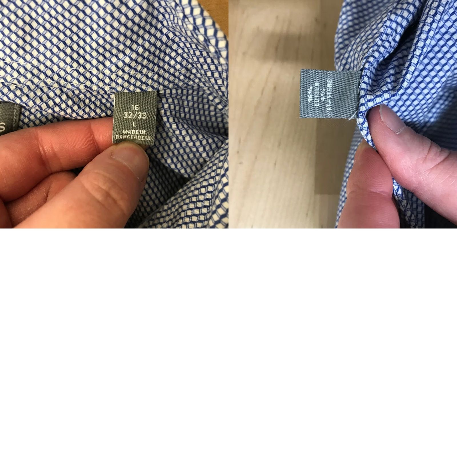 Michael Kors Michael Kors Mens L Blue Slim Fit Stretch Micro Dot Dress Shirt Size 42R - 8 Thumbnail