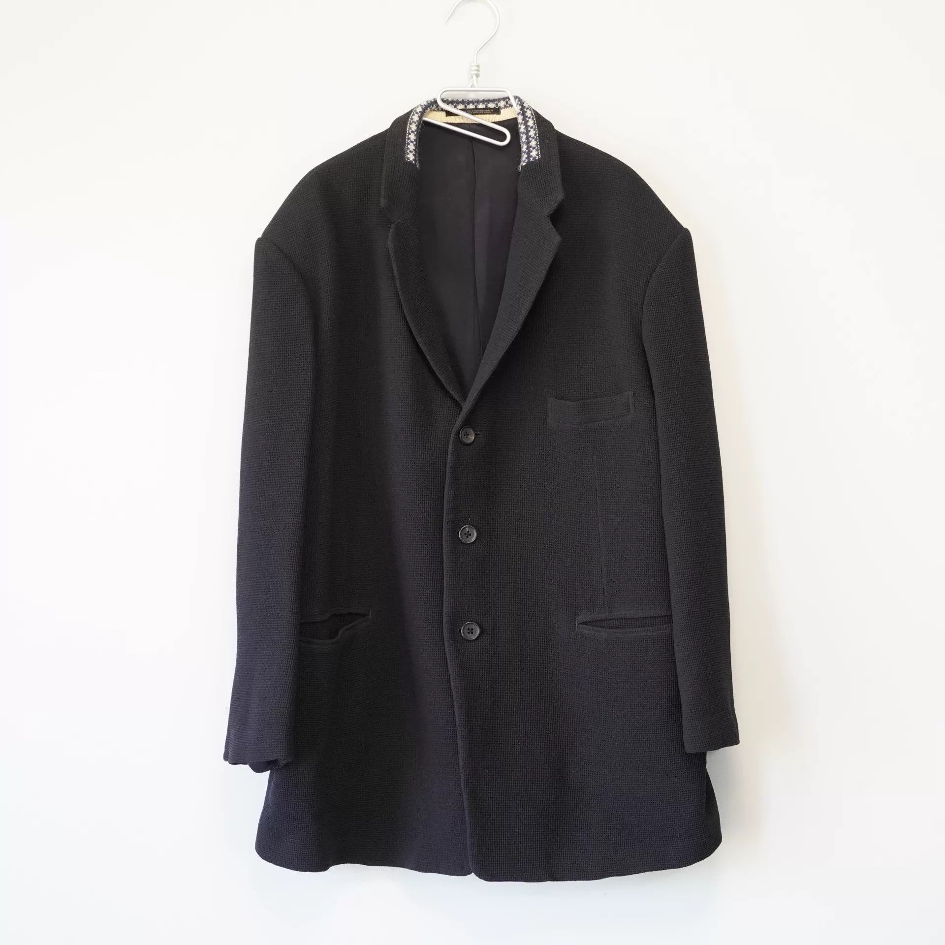 Yohji Yamamoto Yohji Yamamoto 95AW Collar Knit Panel Jacket M Size US M / EU 48-50 / 2 - 1 Thumbnail