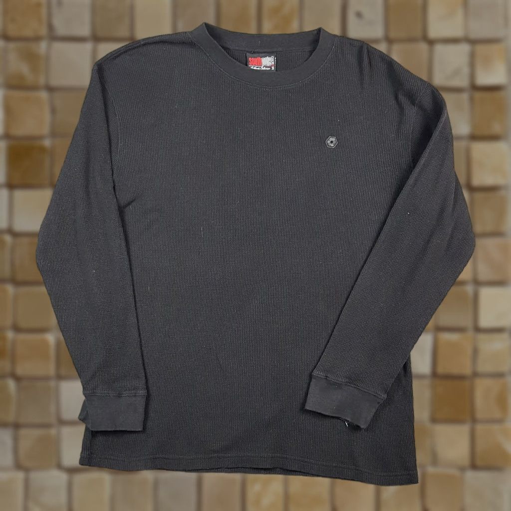 Southpole VINTAGE Southpole Men's T-Shirt 2XL Short Sleeve Crew Neck Thermal Waffle Knit Retro 90s Y2K Skate Grunge Black Size US XXL / EU 58 / 5 - 1 Thumbnail