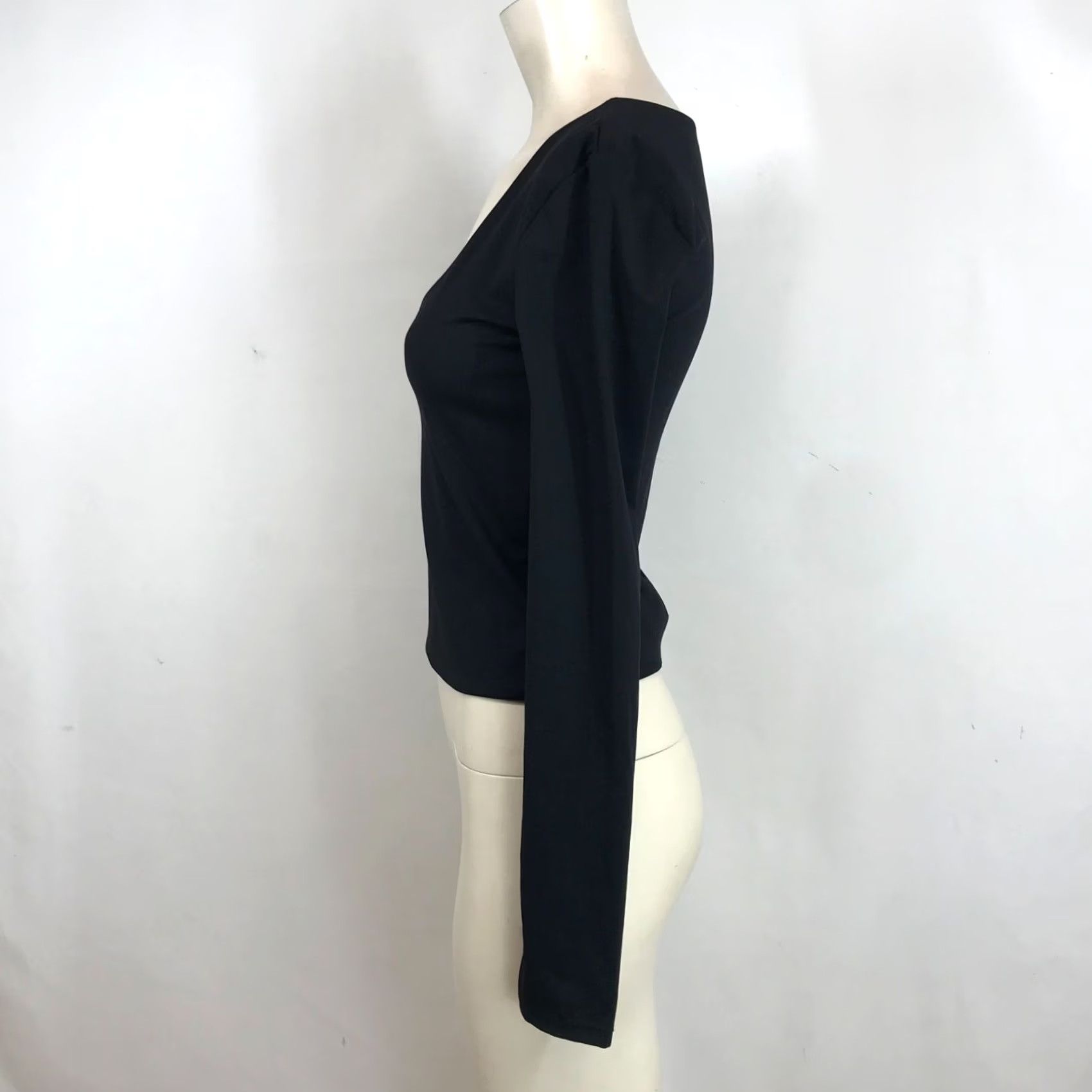 Vintage OPEN EDIT WOMEN'S BLOUSE Shirt M Black Round Neck Nylon Blend Long Sleeve Size M / US 6-8 / IT 42-44 - 6 Thumbnail