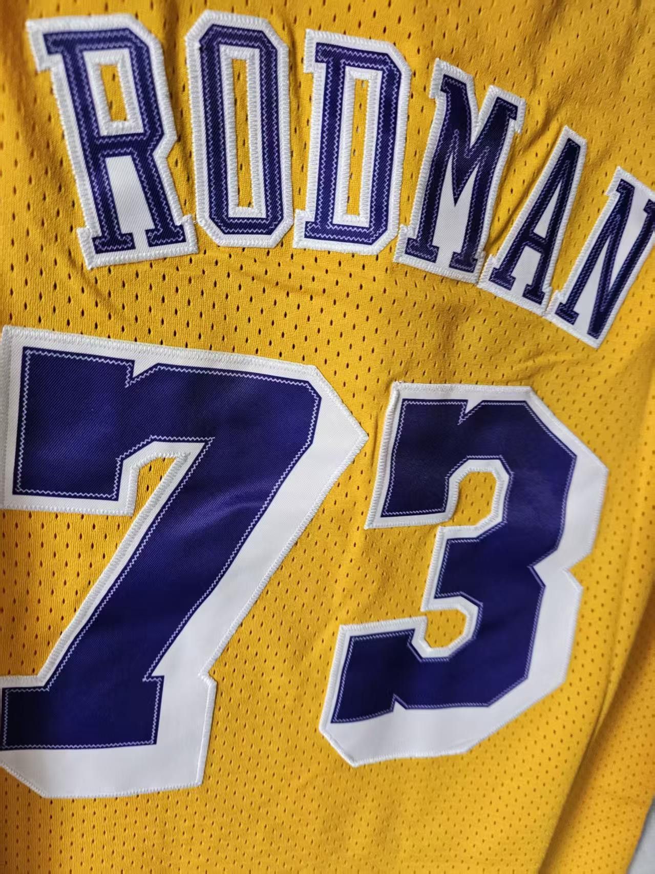 NBA Lakers #73 Dennis Rodman Jersey Yellow Size US XL / EU 56 / 4 - 5 Thumbnail