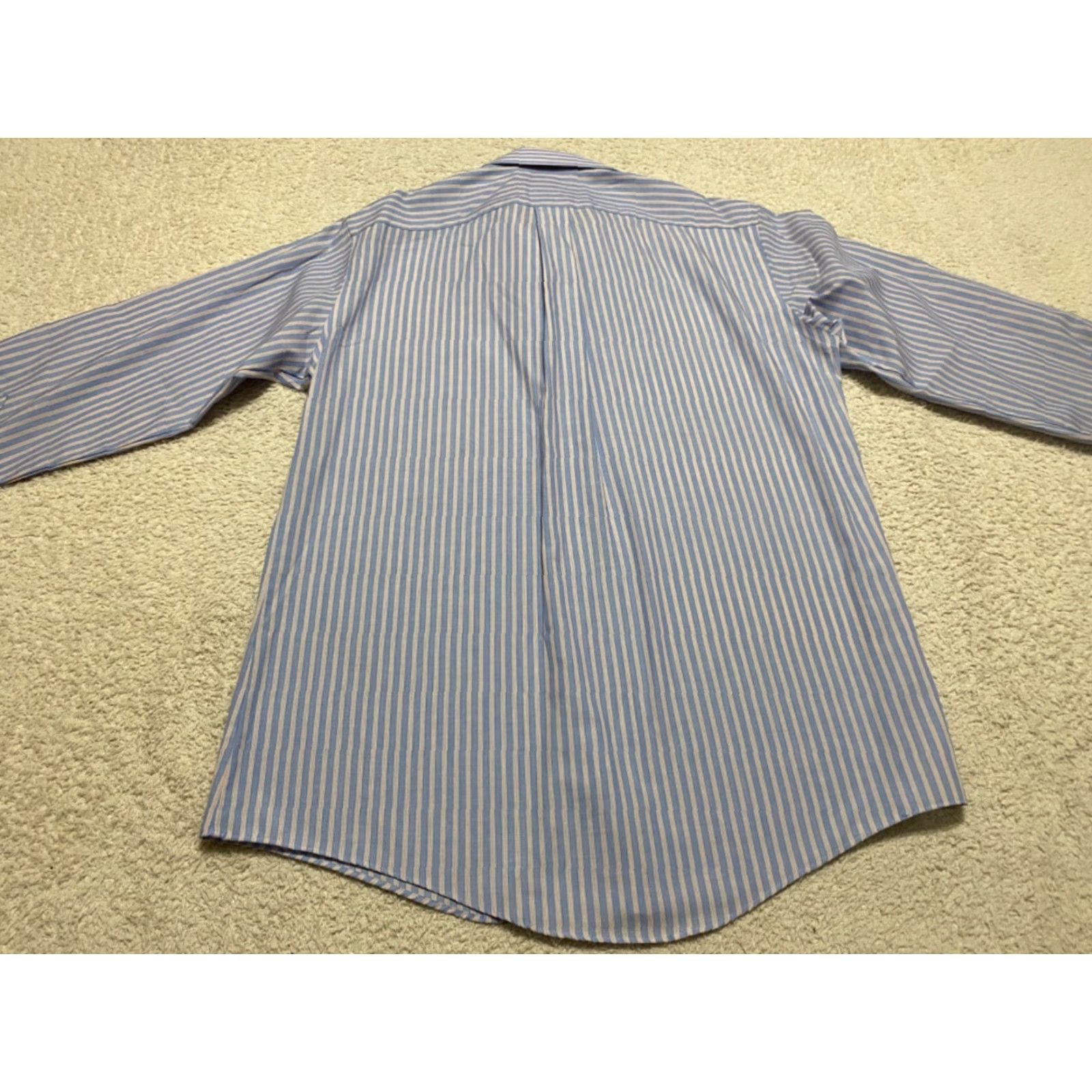 Stafford Stafford Shirt Blue Striped Long Sleeve Button-Front 16 Mens Adult 2010s? Size US L / EU 52-54 / 3 - 6 Thumbnail