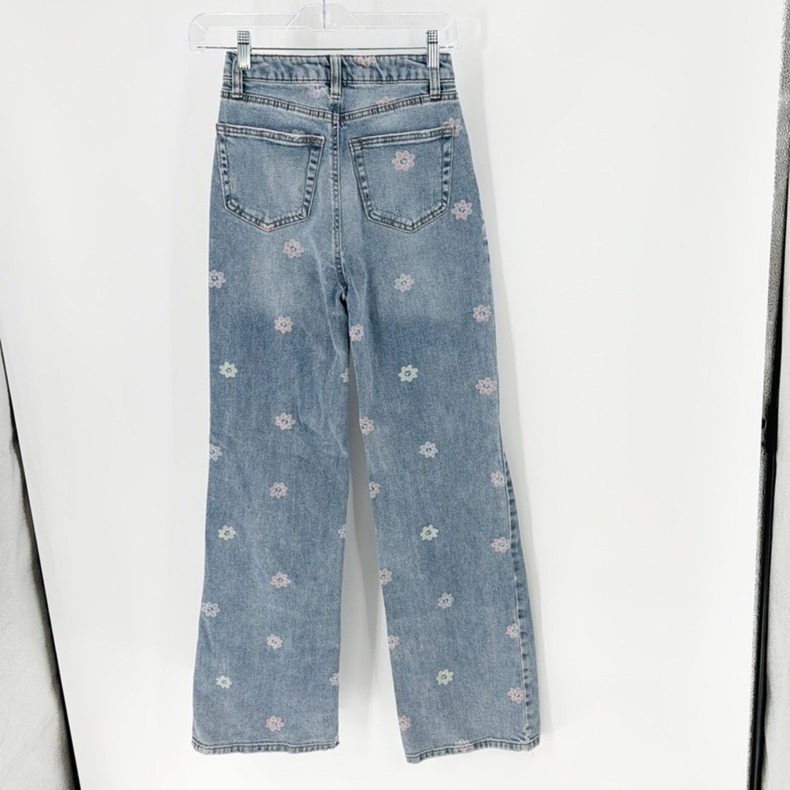 Other Tinseltown Floral-Peace-Print Wide-Leg Jeans deconstructed Size 24" / US 00 / IT 34 - 2 Thumbnail