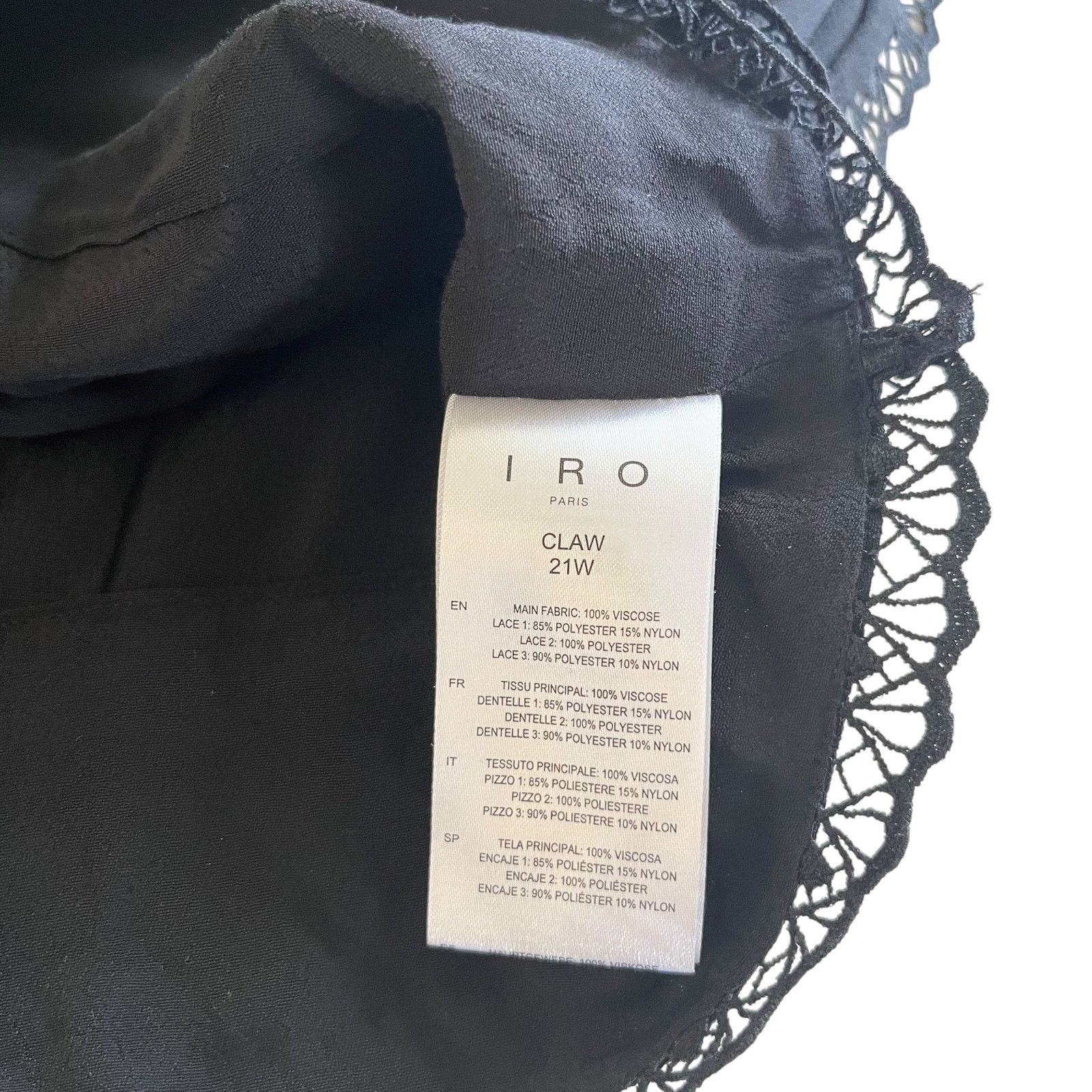 Iro IRO Claw Guipure Lace Trimmed Ruffled Crepe Black Blouse Size S / US 4 / IT 40 - 12 Thumbnail