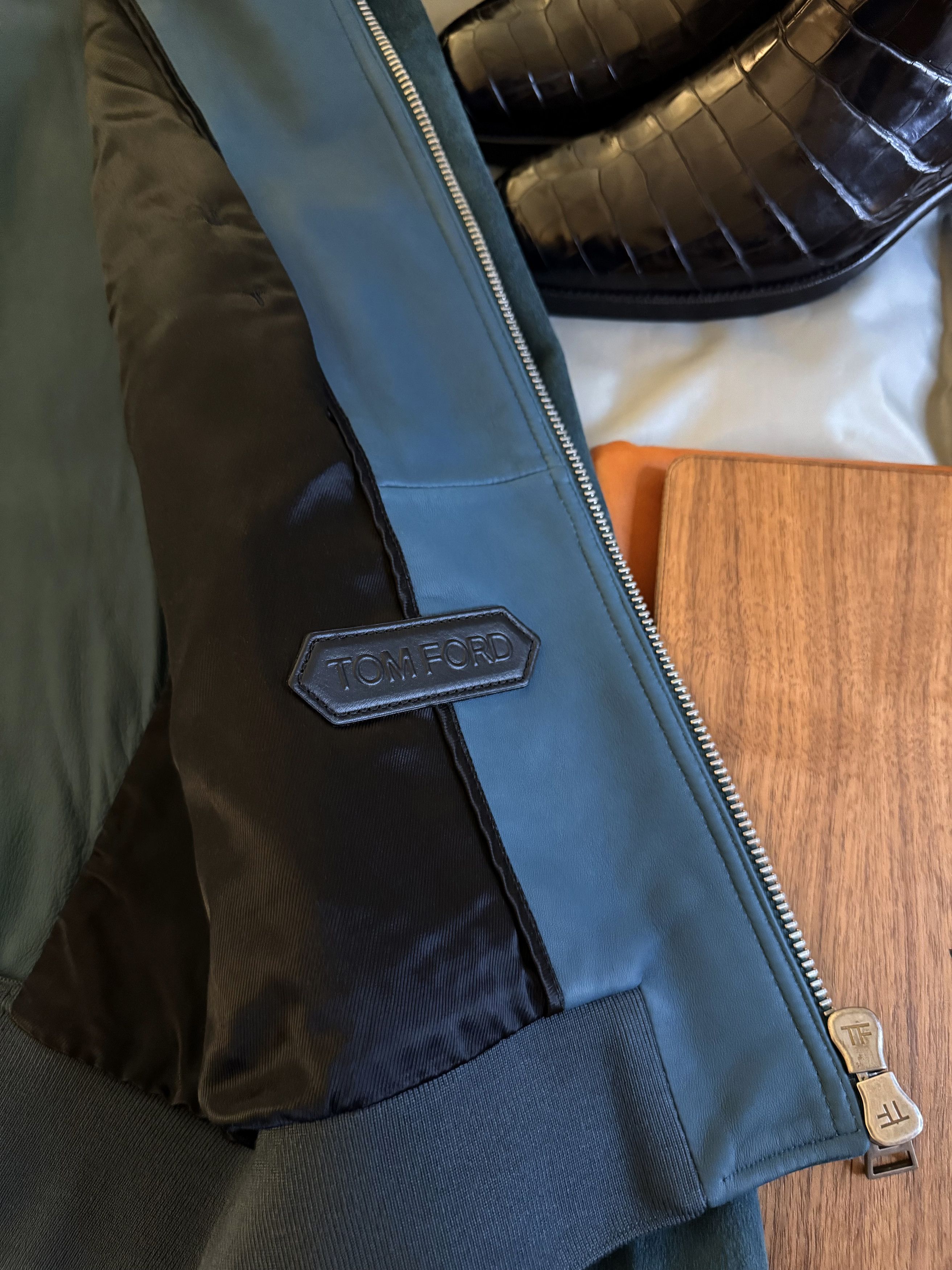 Tom Ford Coveted Rare $7,600 w/tax Cerulean Suede Bomber Jacket Size US XL / EU 56 / 4 - 17 Thumbnail
