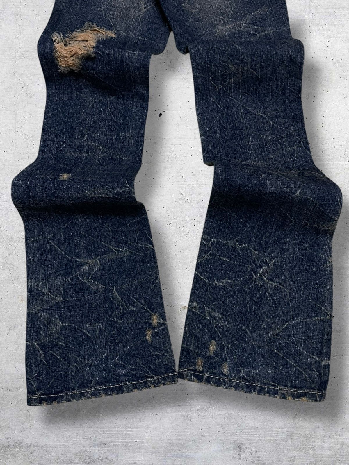 Japanese Brand VINTAGE NYLAUS JAPAN DESIGNER 90S FLARED MUDWASH GOLD DENIM Size US 26 / EU 42 - 10 Thumbnail