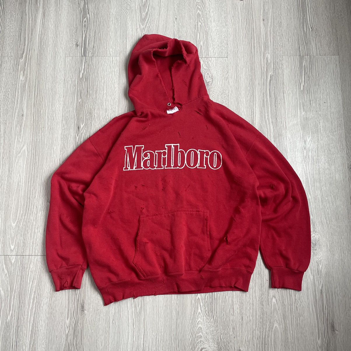 Marlboro Marlboro Distressed Hoodie Tultex 90s Size US XL / EU 56 / 4 - 3 Thumbnail