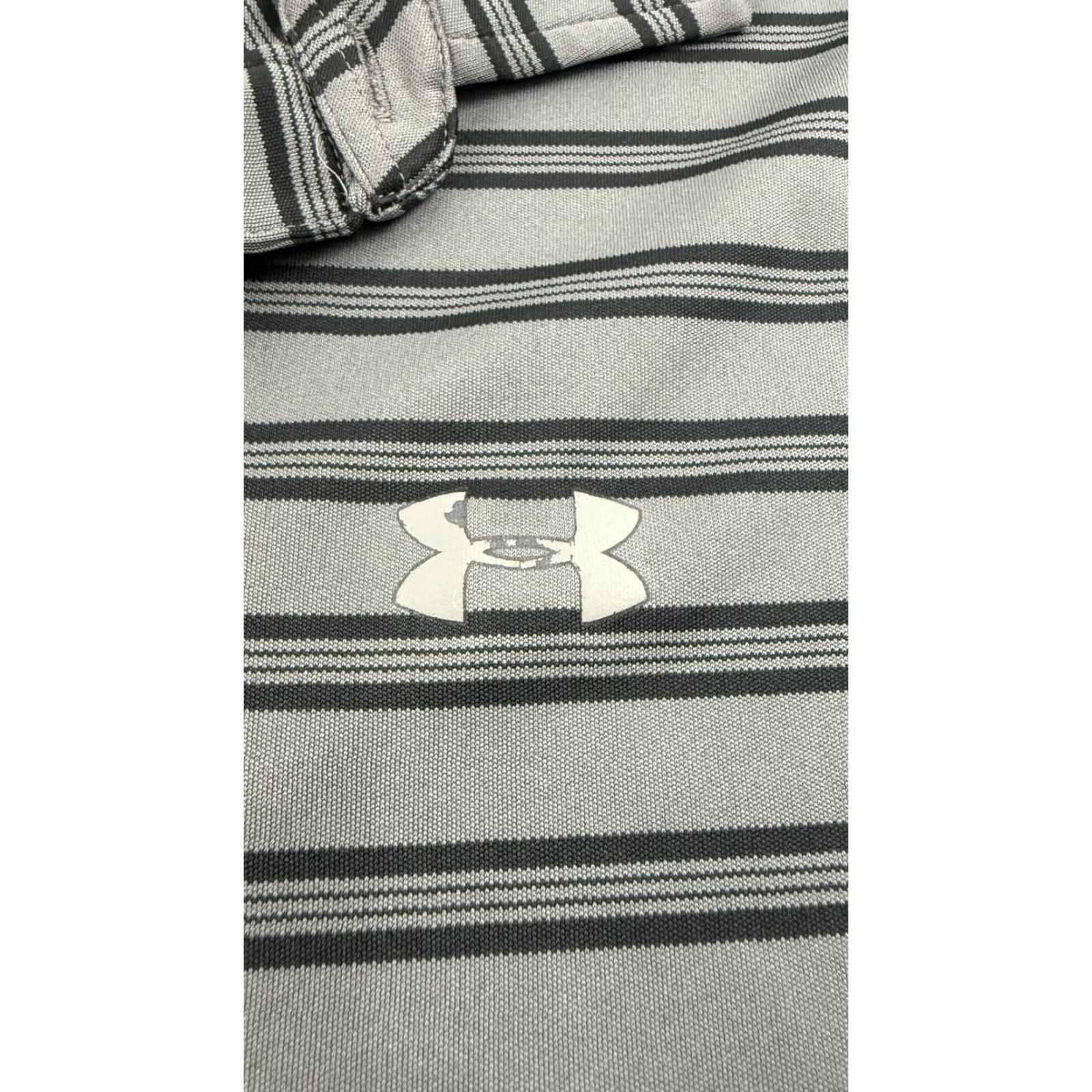 Under Armour Under Armour Shirt Mens M Gray Striped HeatGear Polo Golf Athletic Lightweight Size US M / EU 48-50 / 2 - 2 Thumbnail