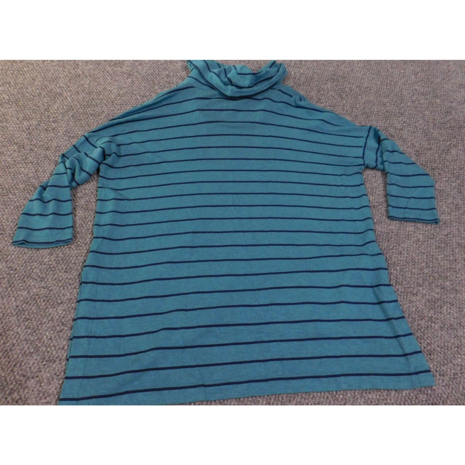 Loft LOFT Sweater Pullover Turtleneck Blue Striped Rib Knit Long Sleeve Women 2XL Casual Regular Modern Designer Knit Stretch Size XXL / US 16-18 / IT 52-54 - 5 Thumbnail
