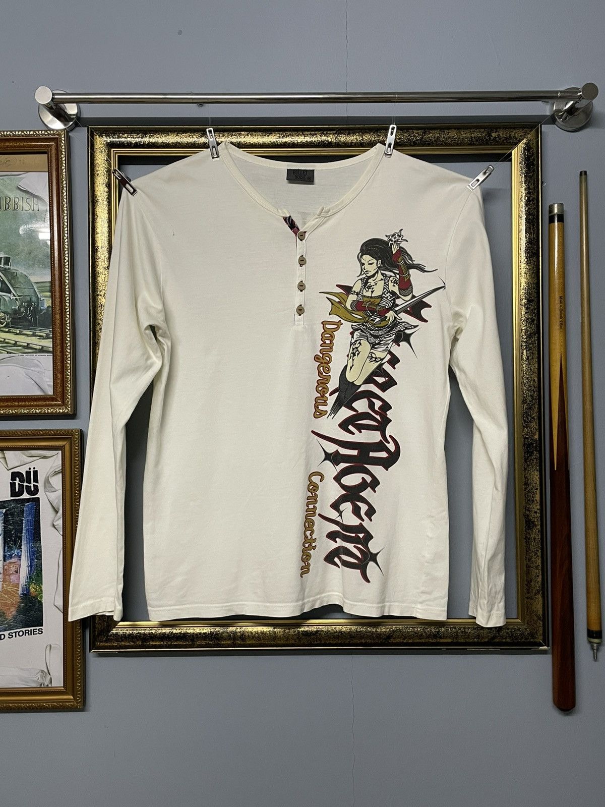 Vintage 90s Japan Designer Bullet Noise Yakuza Art Work Tee main image 4