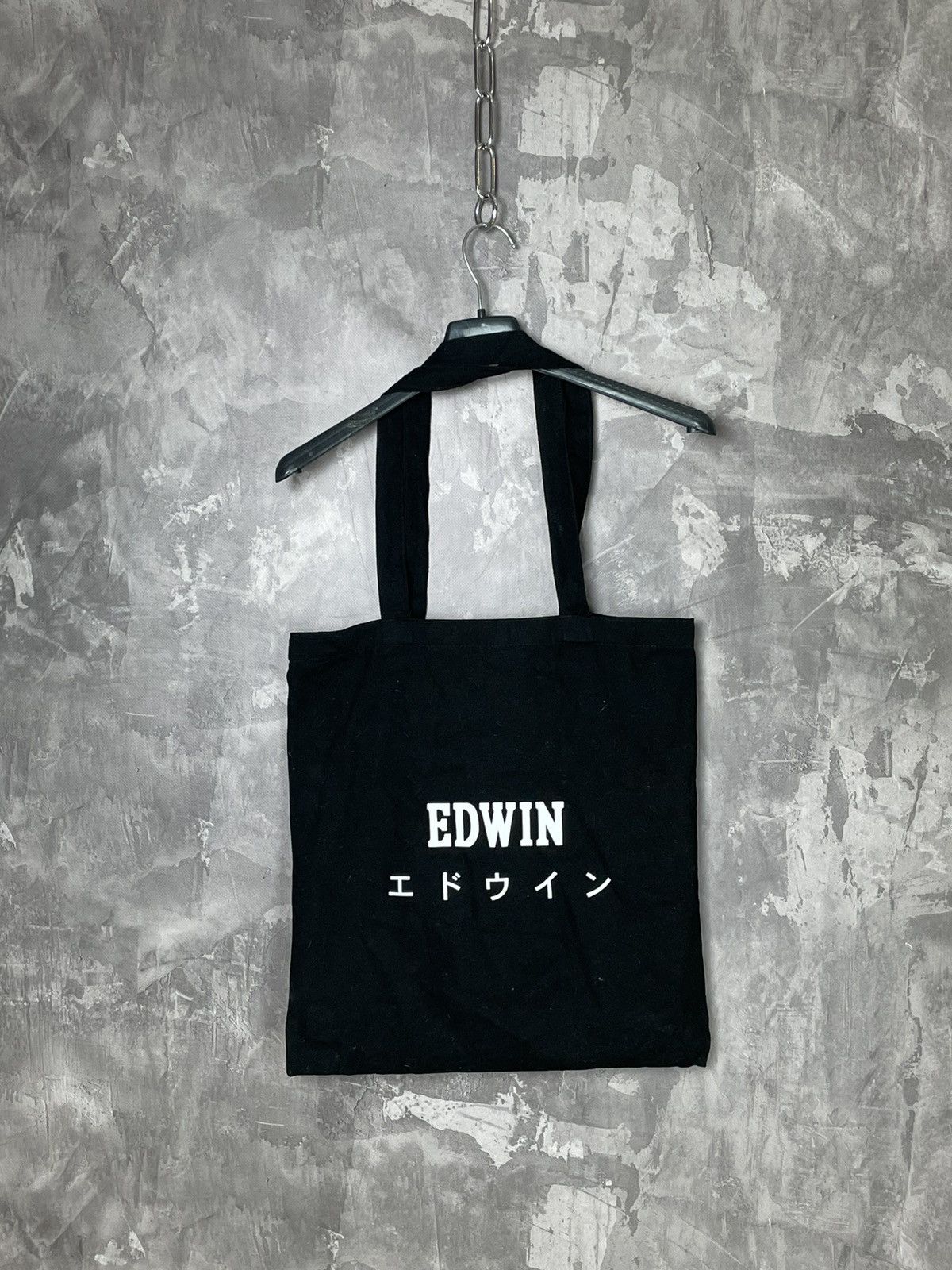 Edwin × Japanese Brand Edwin Japanese Big Logo Black Cotton Shoper Handle Bag Size ONE SIZE - 1 Thumbnail