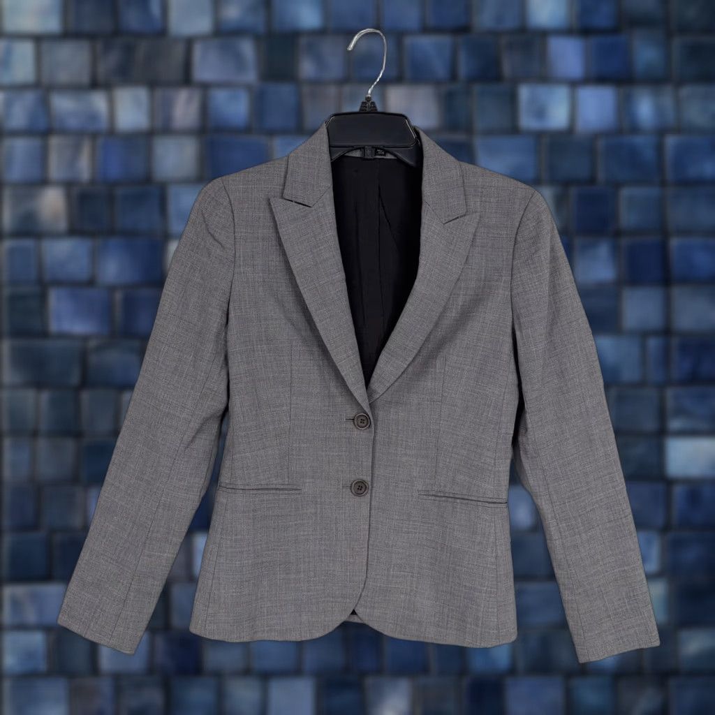 Theory Theory Blazer Womens 2 Gray Wool Blended Lined Notch Two-Button Front Jacket Office Career XS-XL Size XS / US 0-2 / IT 36-38 - 1 Thumbnail