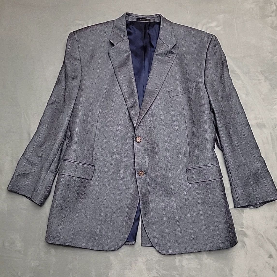 Ralph Lauren Lauren Ralph Lauren Blazer Mens 52L Gray Plaid Silk Wool Sports Jacket Size 52R - 4 Thumbnail